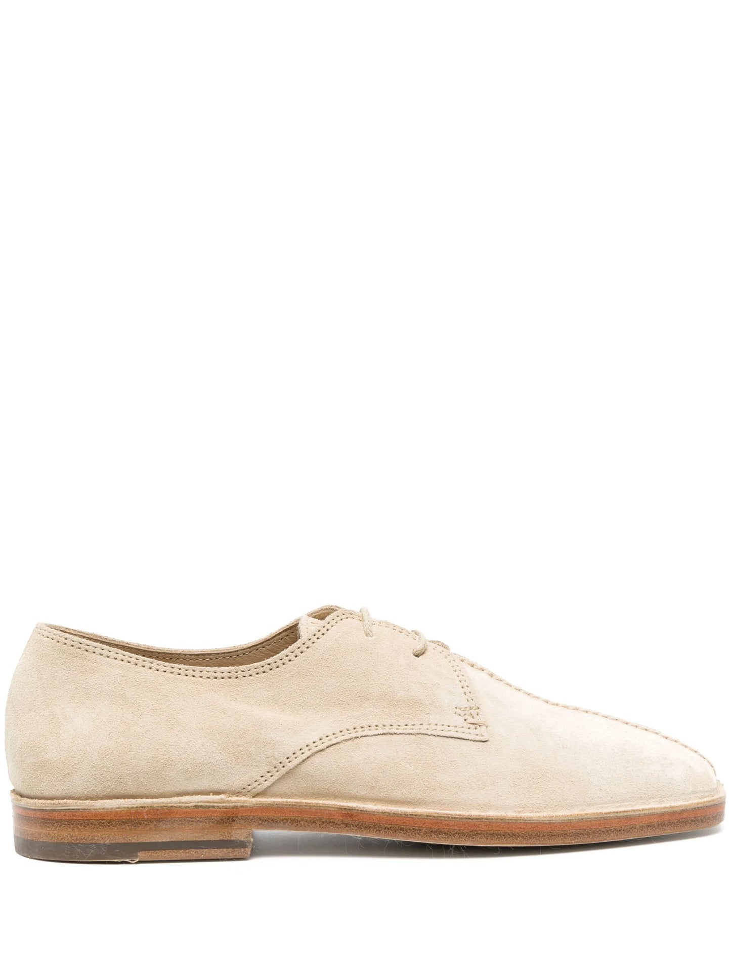 square-toe suede lace-up shoes