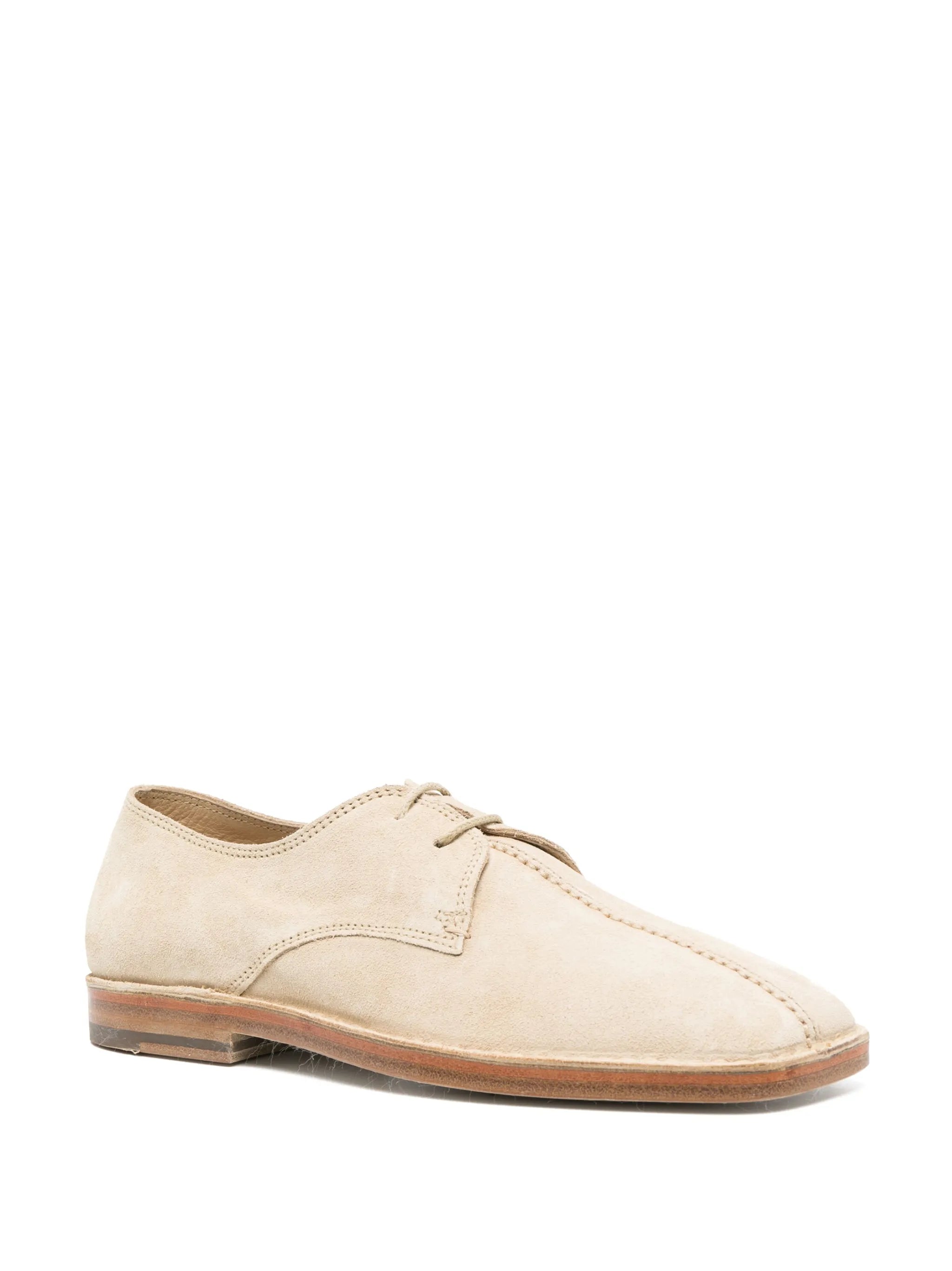 square-toe suede lace-up shoes