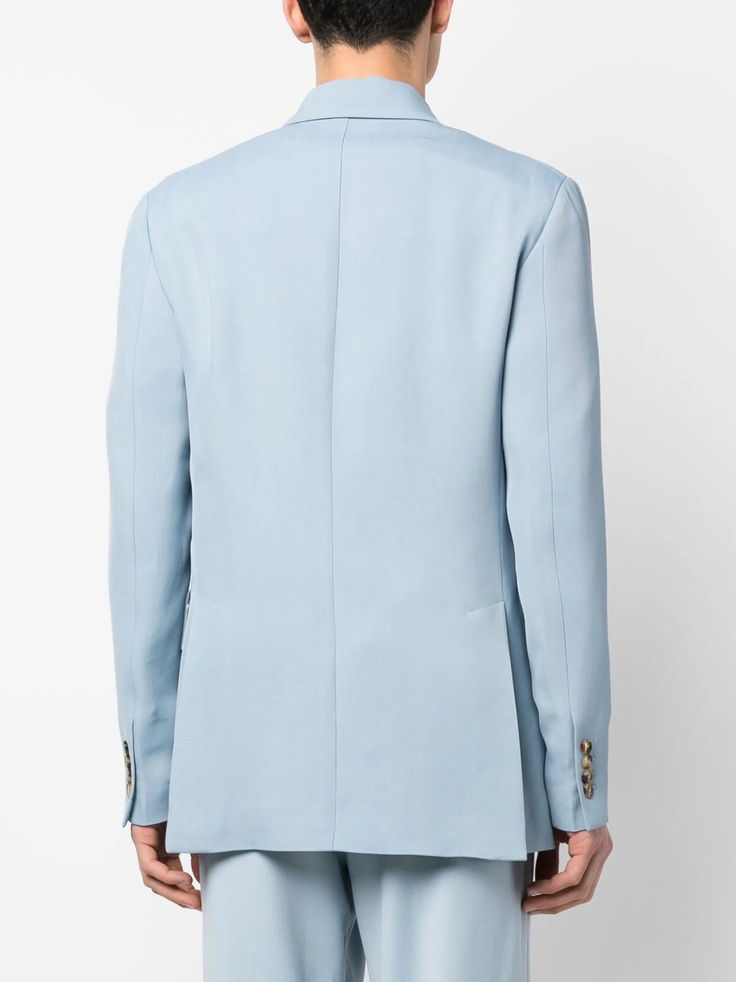 double-breasted button-fastening jacket