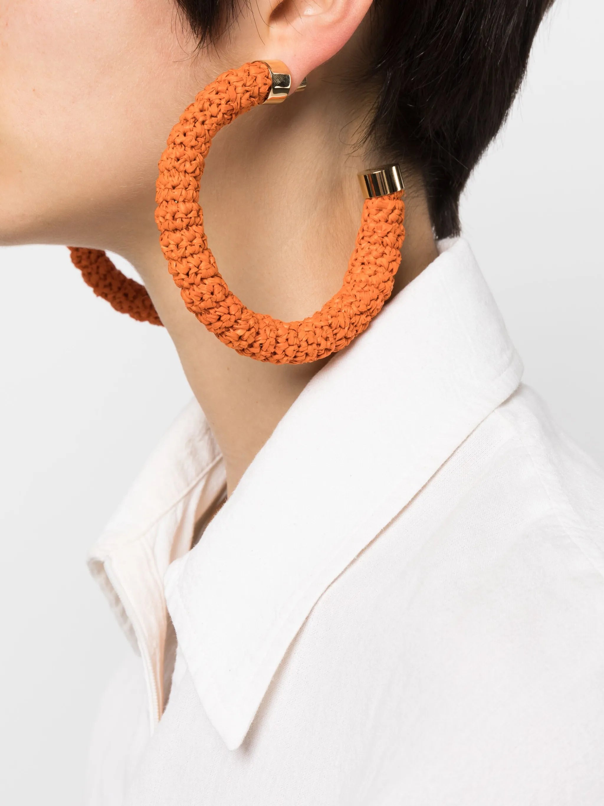 raffia hoop earrings