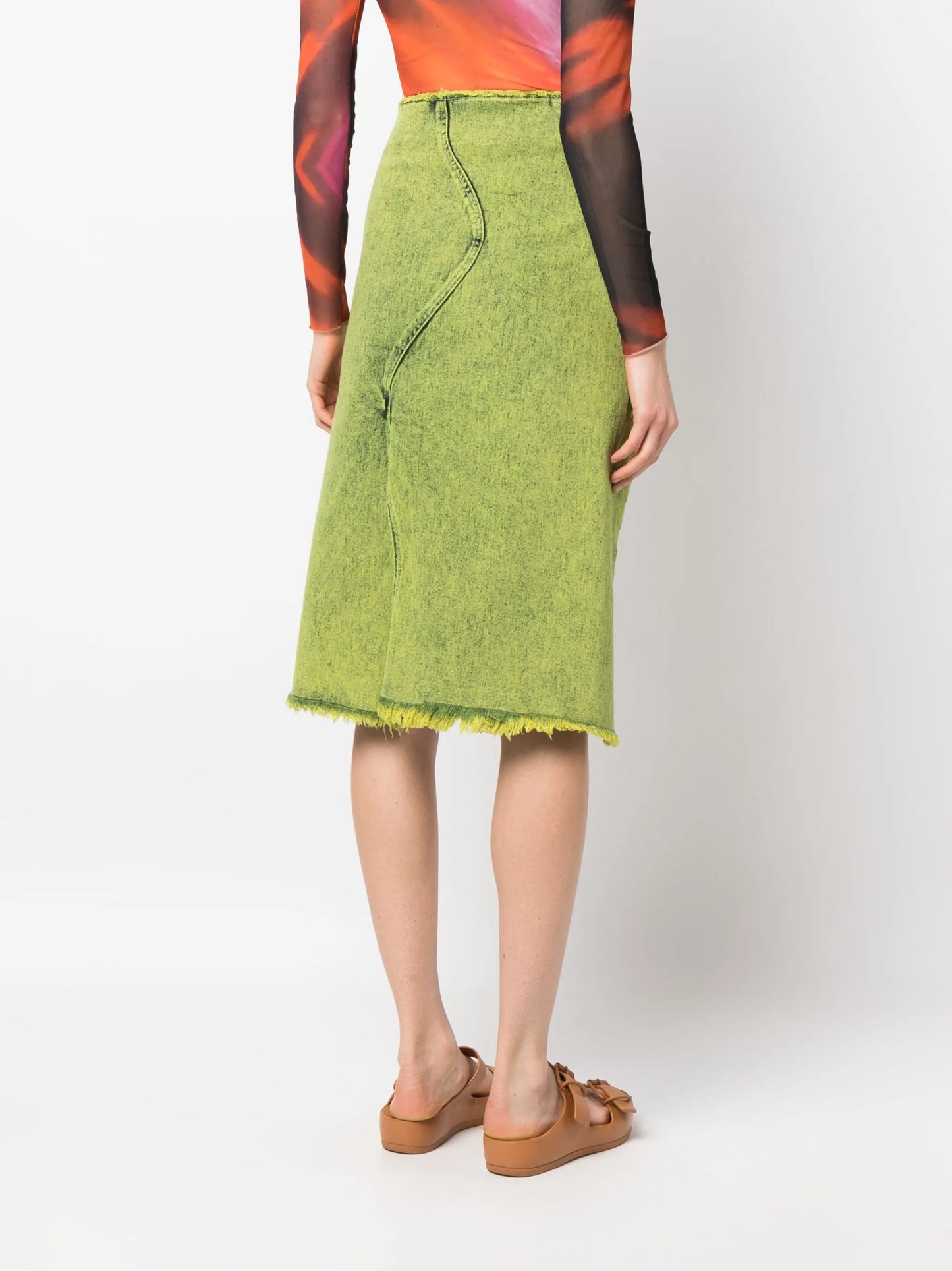 asymmetric cut-out denim skirt