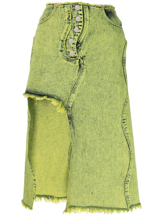 asymmetric cut-out denim skirt