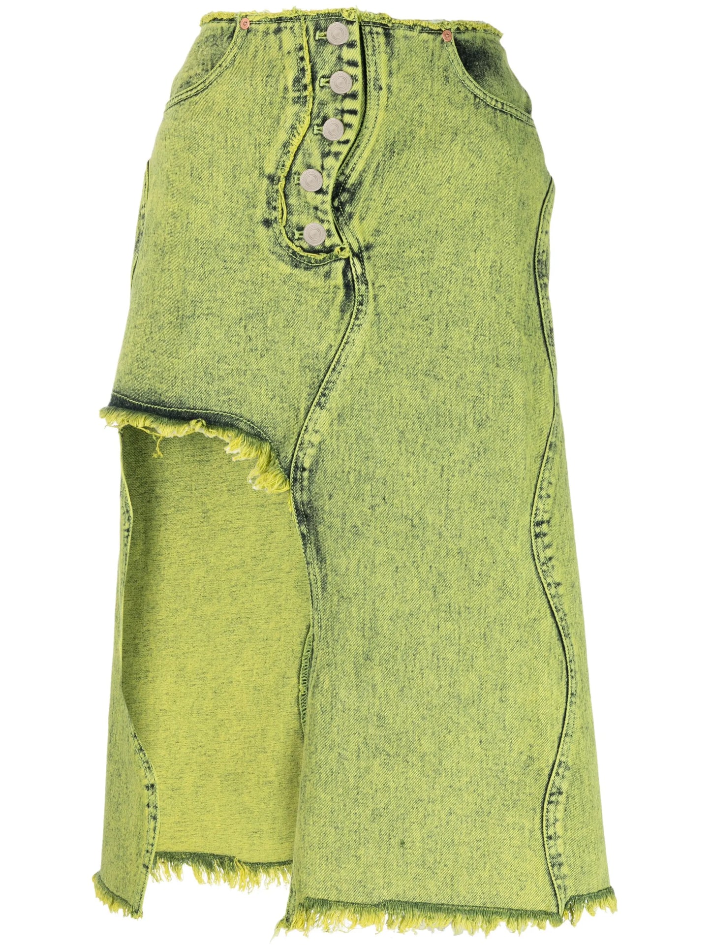 asymmetric cut-out denim skirt