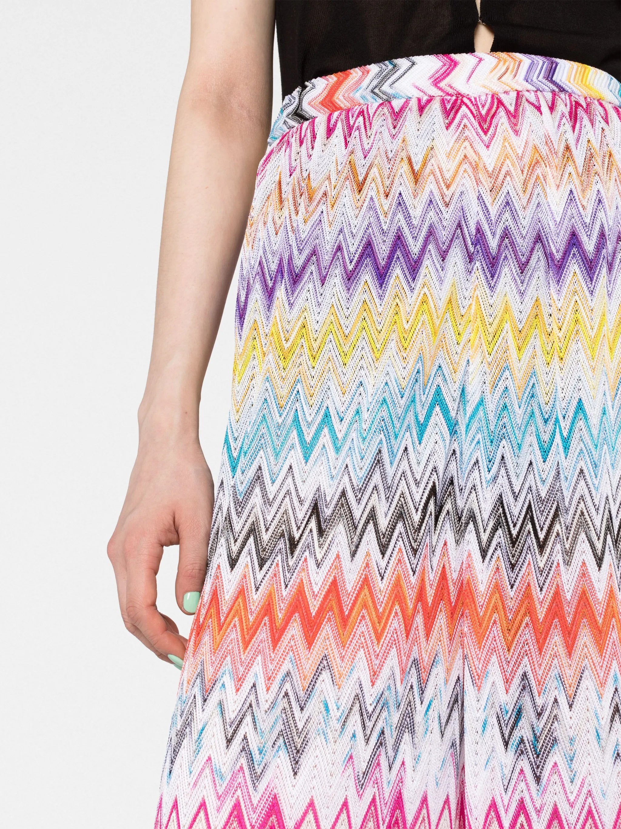 chevron-knit wide-leg trousers