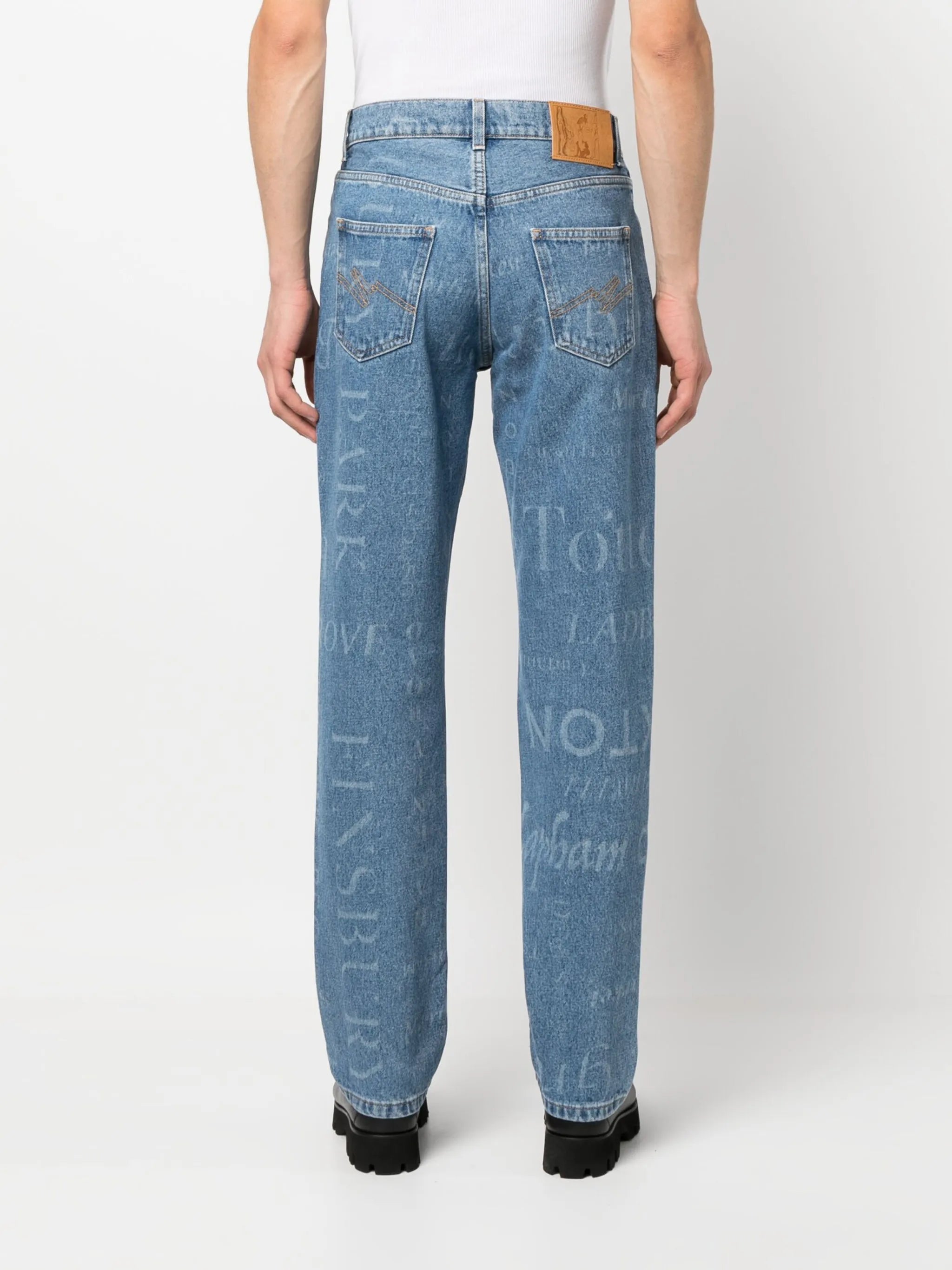 printed straight leg jeans