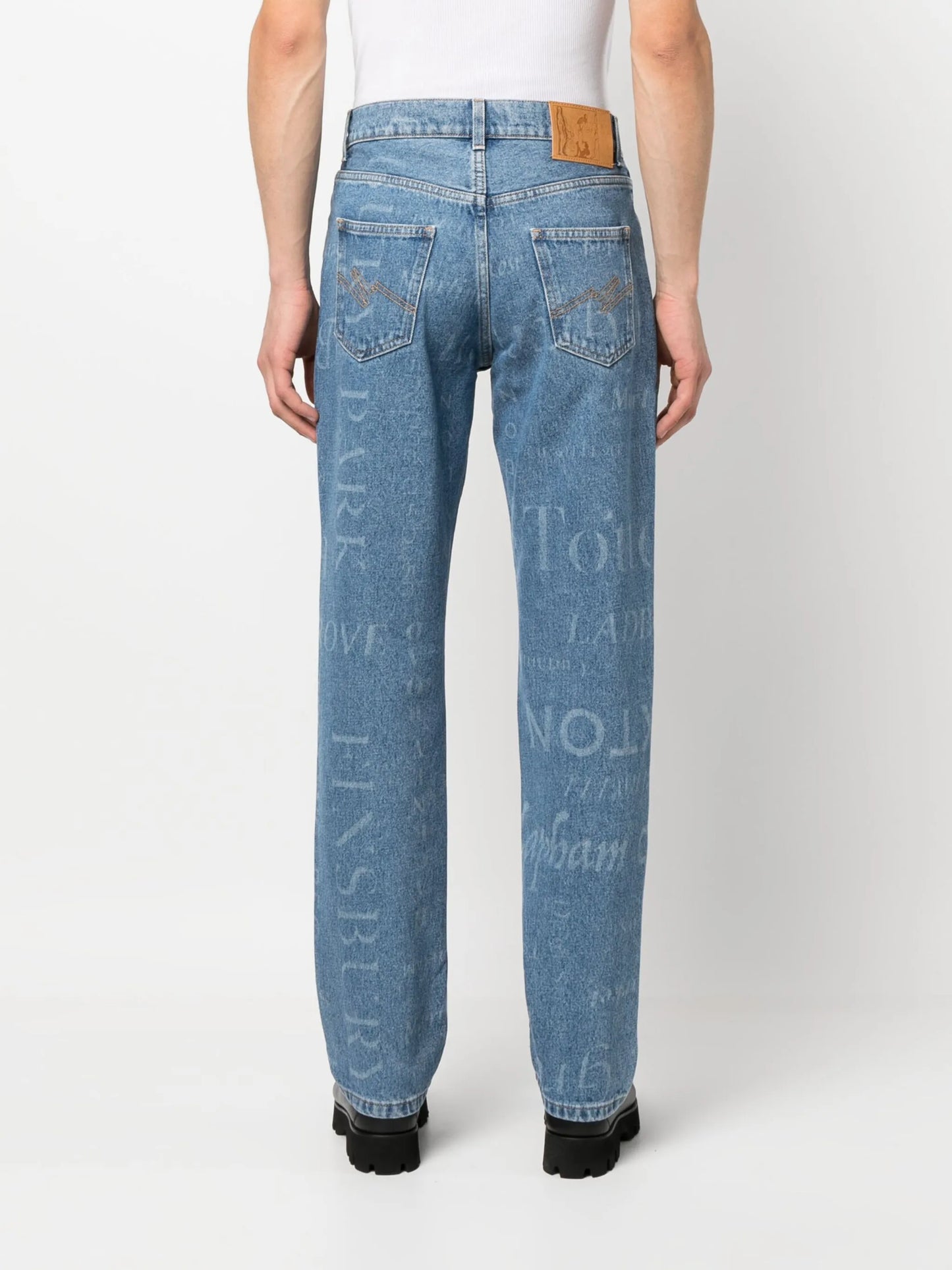 printed straight leg jeans