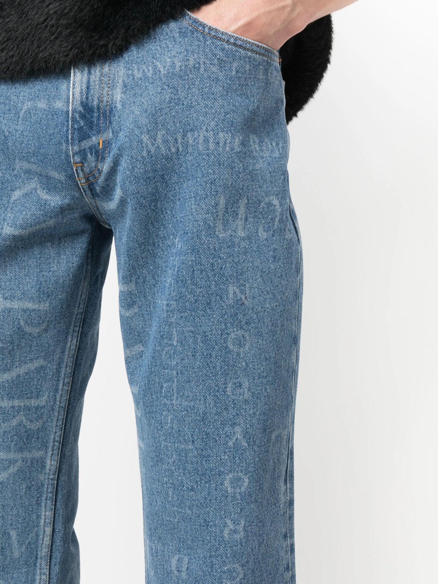 printed straight leg jeans