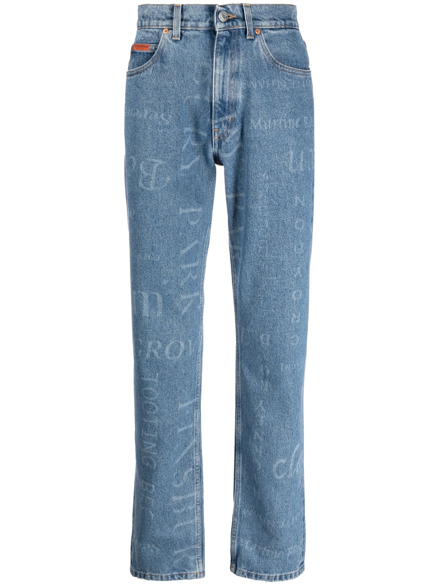 printed straight leg jeans