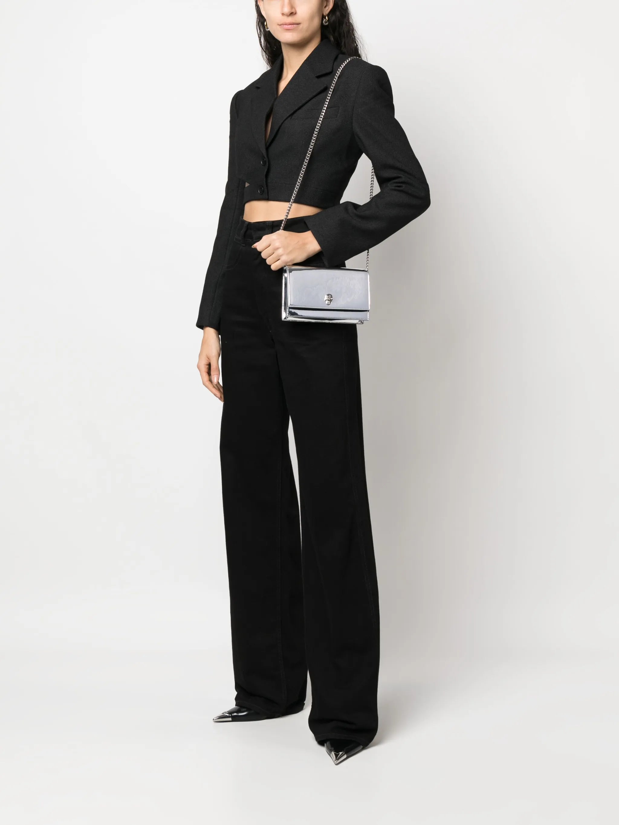 small Skull metallic shoulder bag