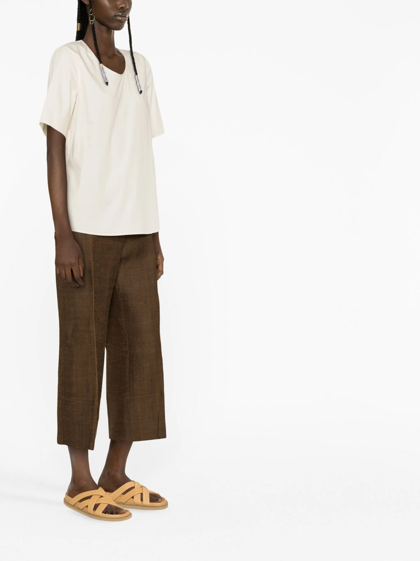 round-neck short-sleeve top