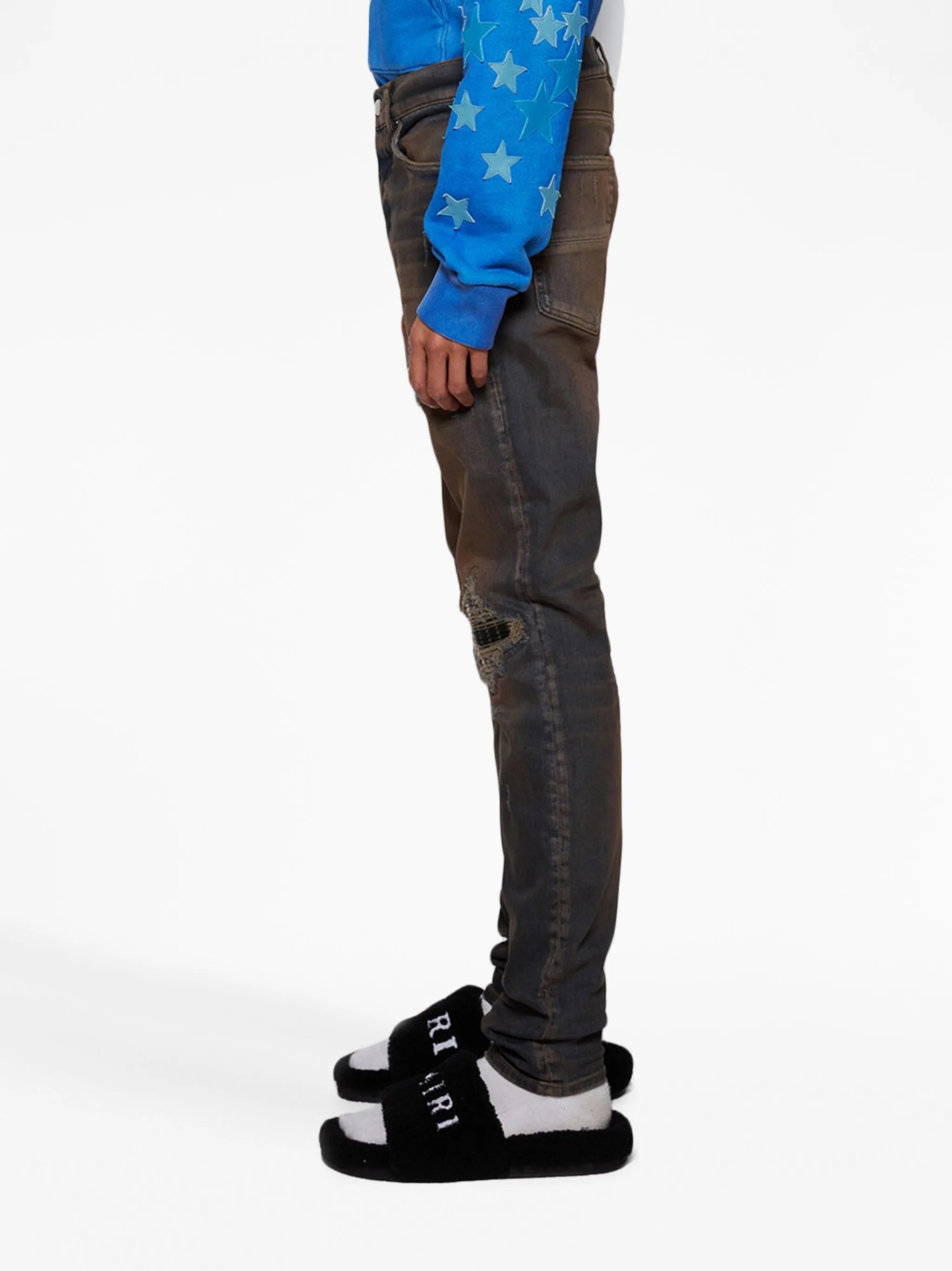 MX1 plaid-detail skinny jeans