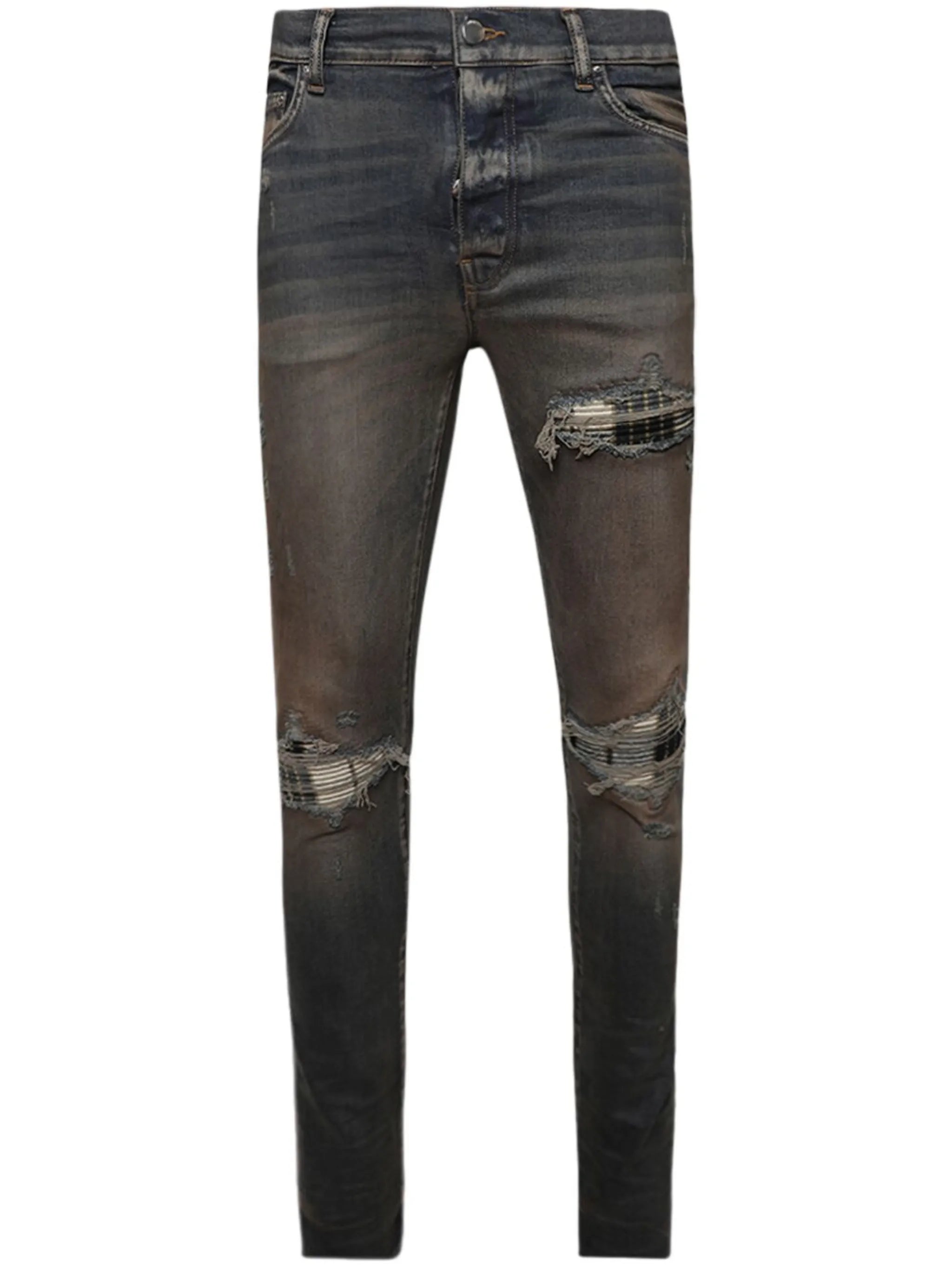 MX1 plaid-detail skinny jeans