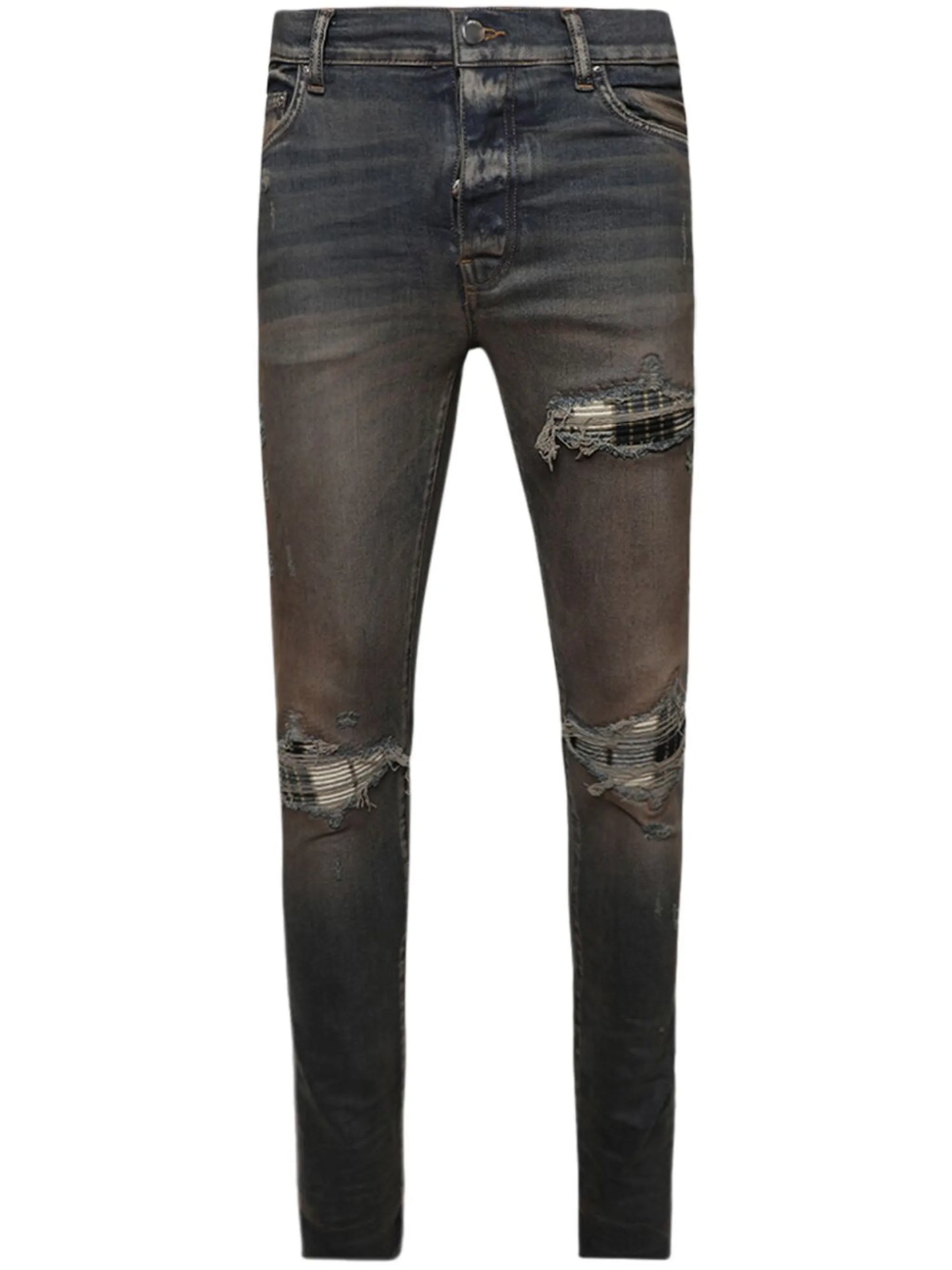 MX1 plaid-detail skinny jeans