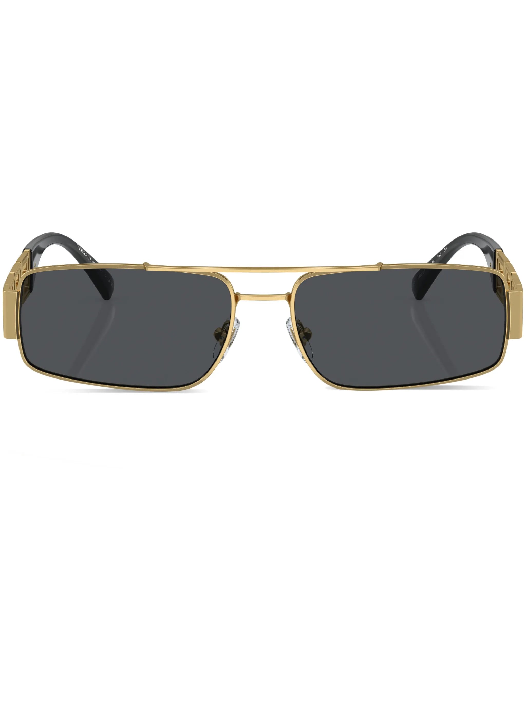 Greca-detail rectangle-frame sunglasses
