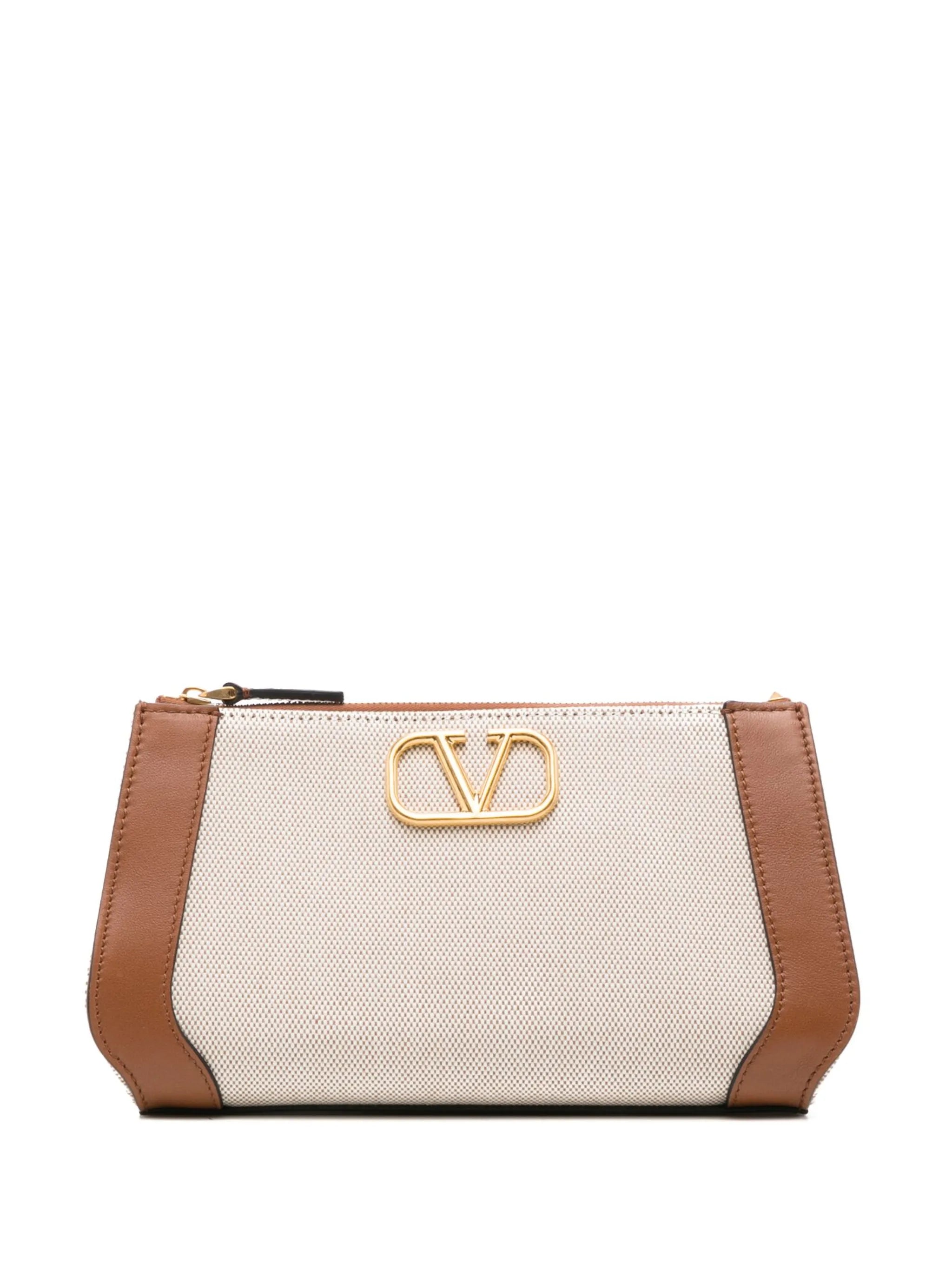 logo-plaque panelled clutch bag