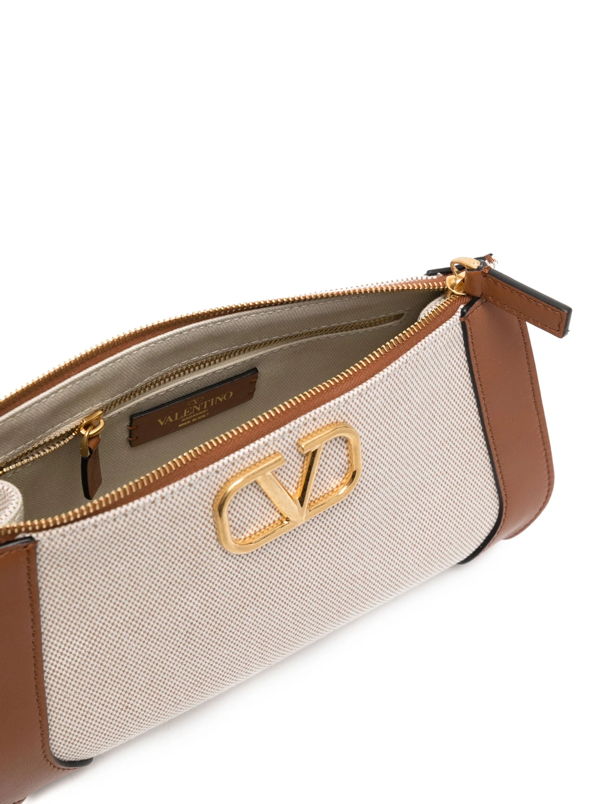 logo-plaque panelled clutch bag