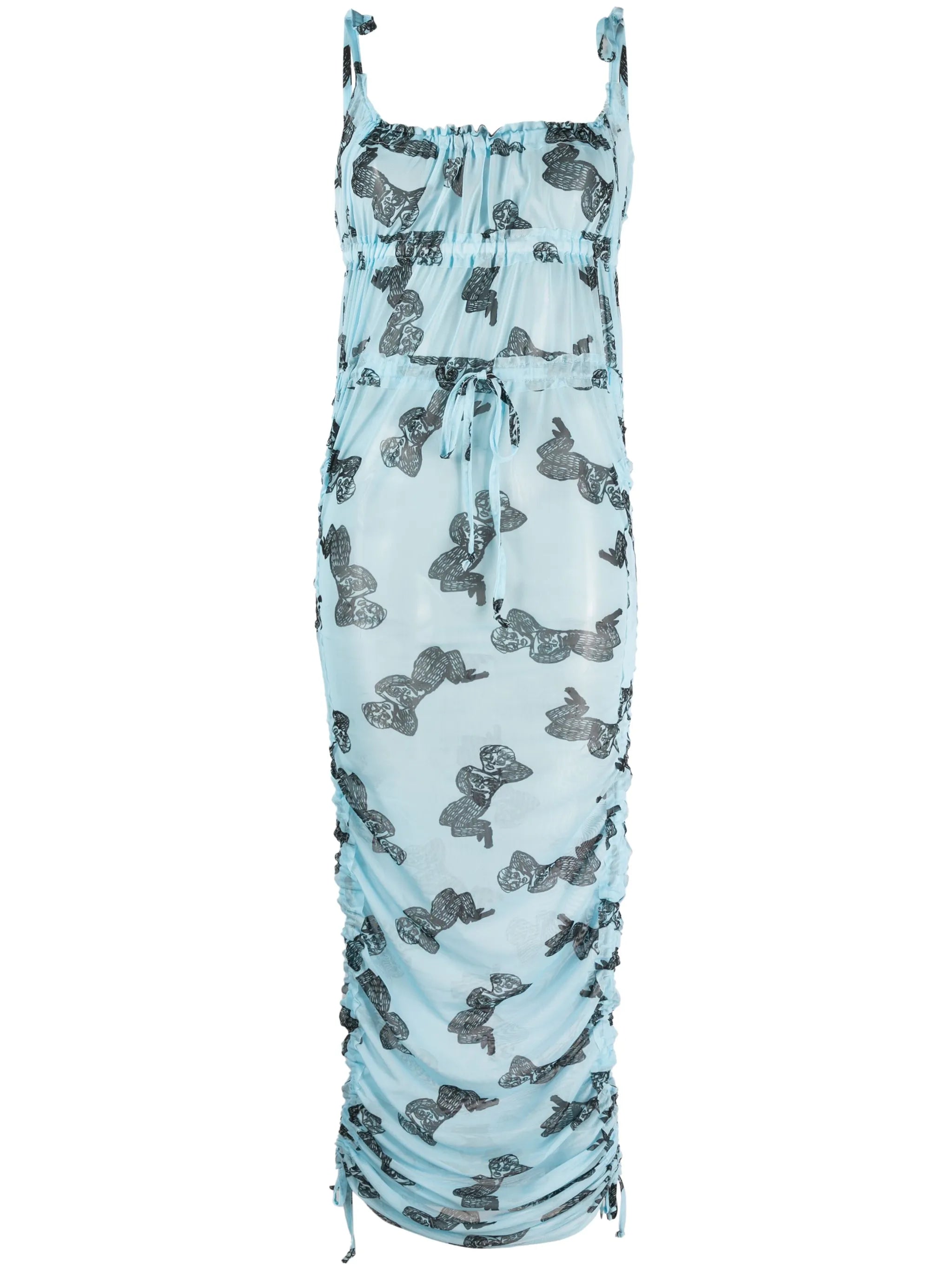 graphic-print mesh dress