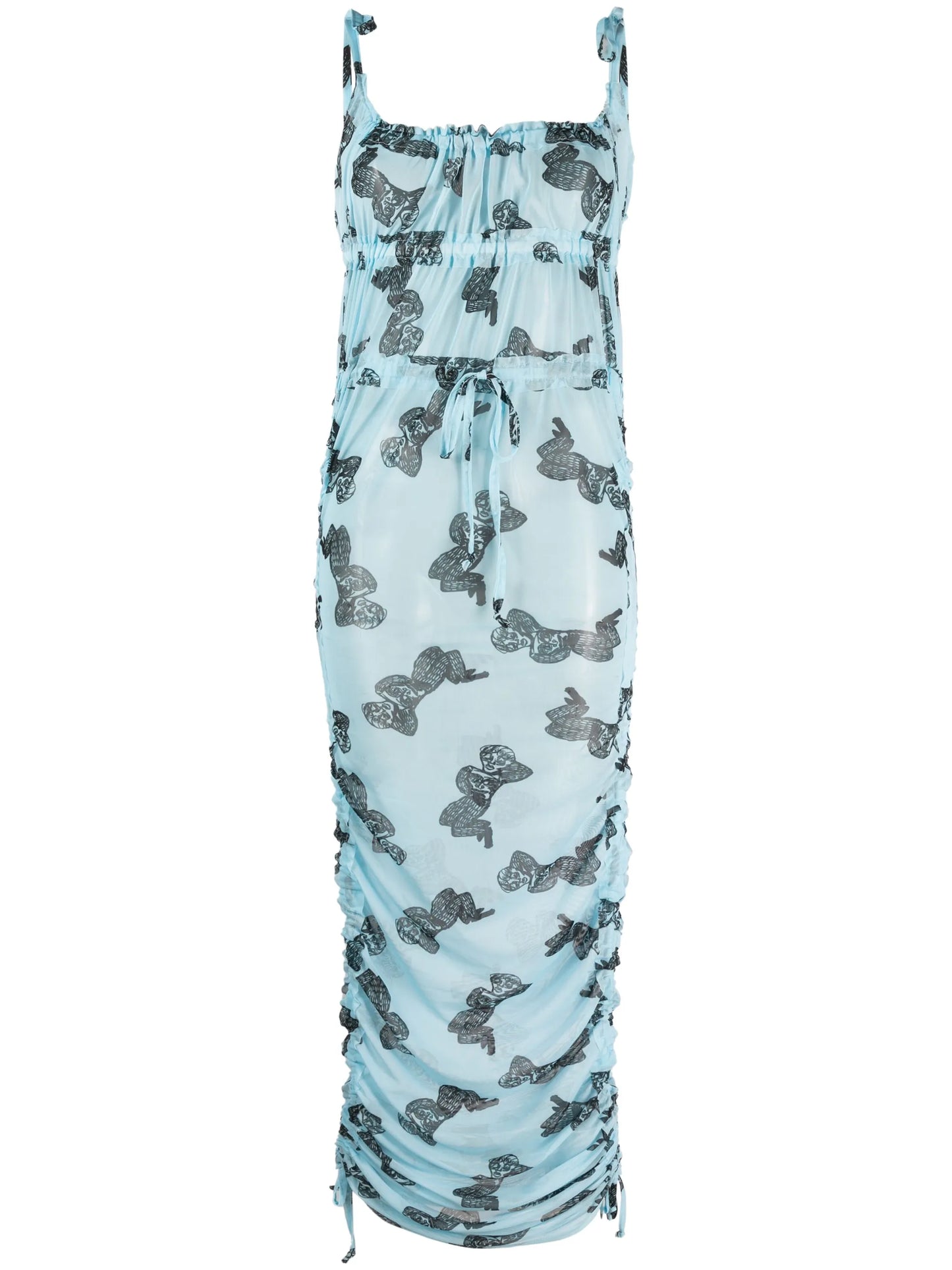 graphic-print mesh dress