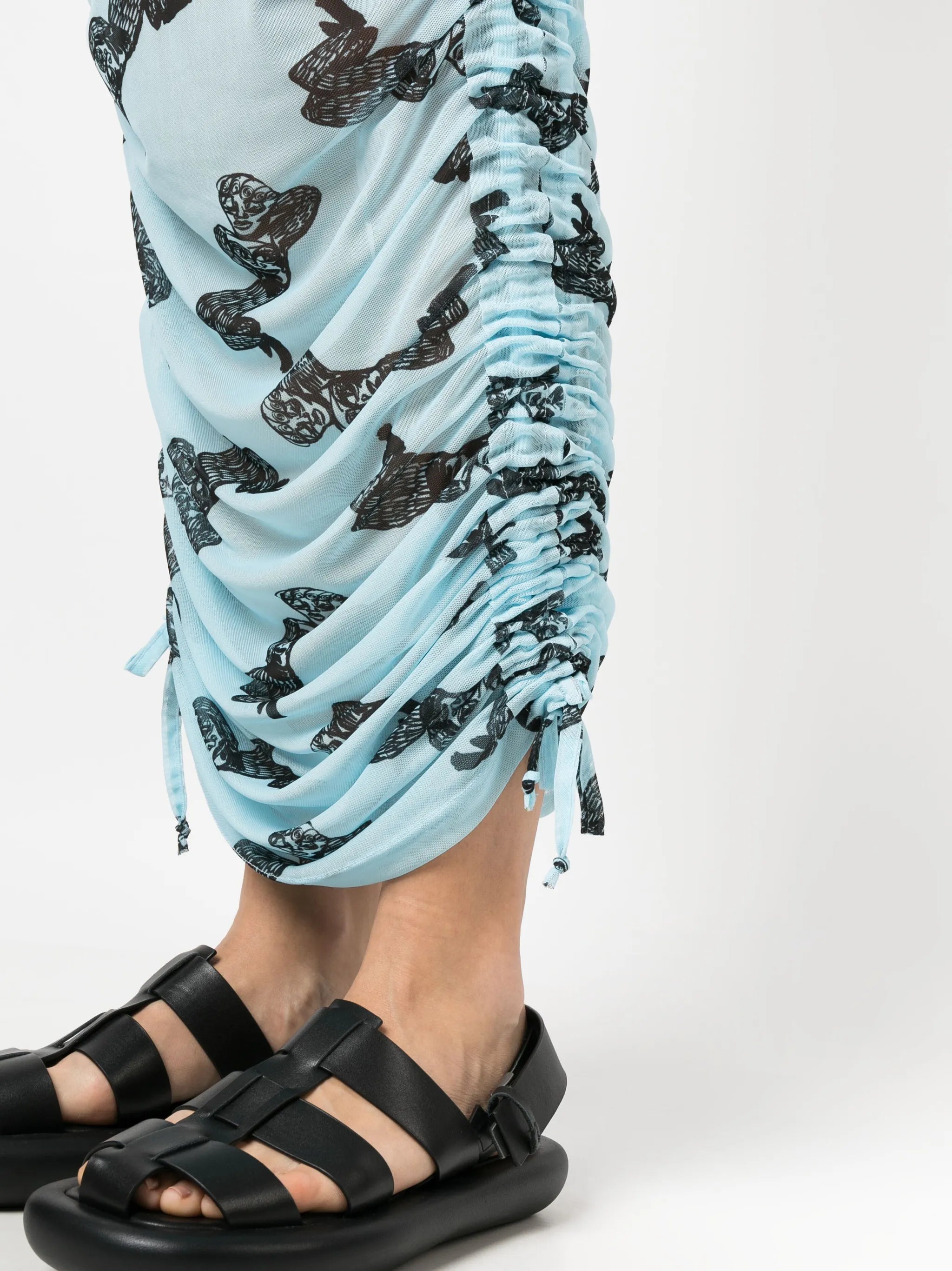 graphic-print mesh dress
