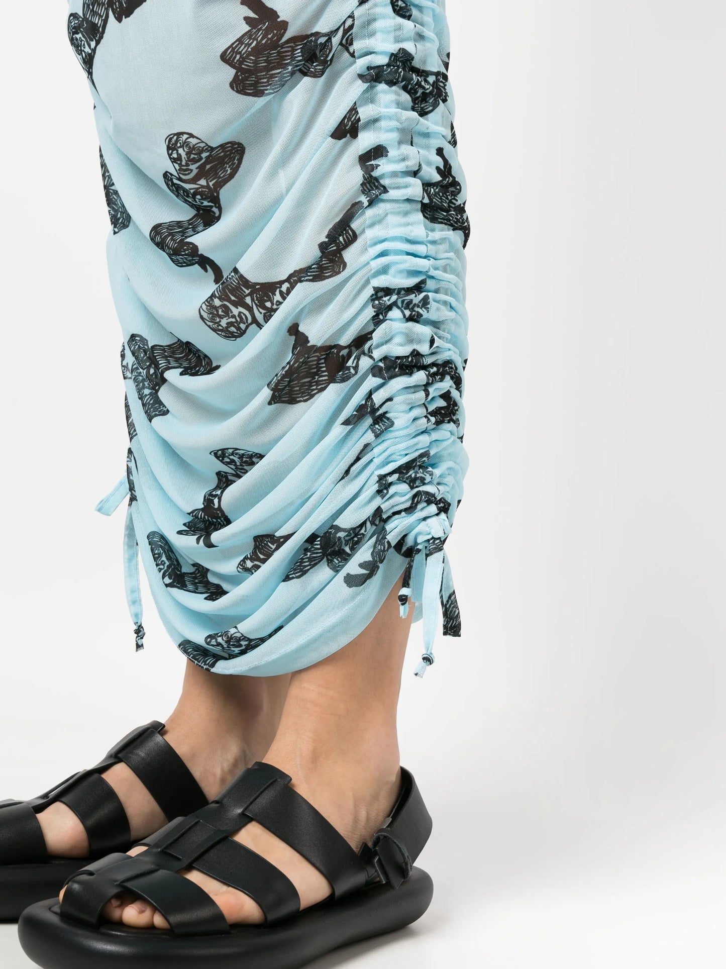 graphic-print mesh dress