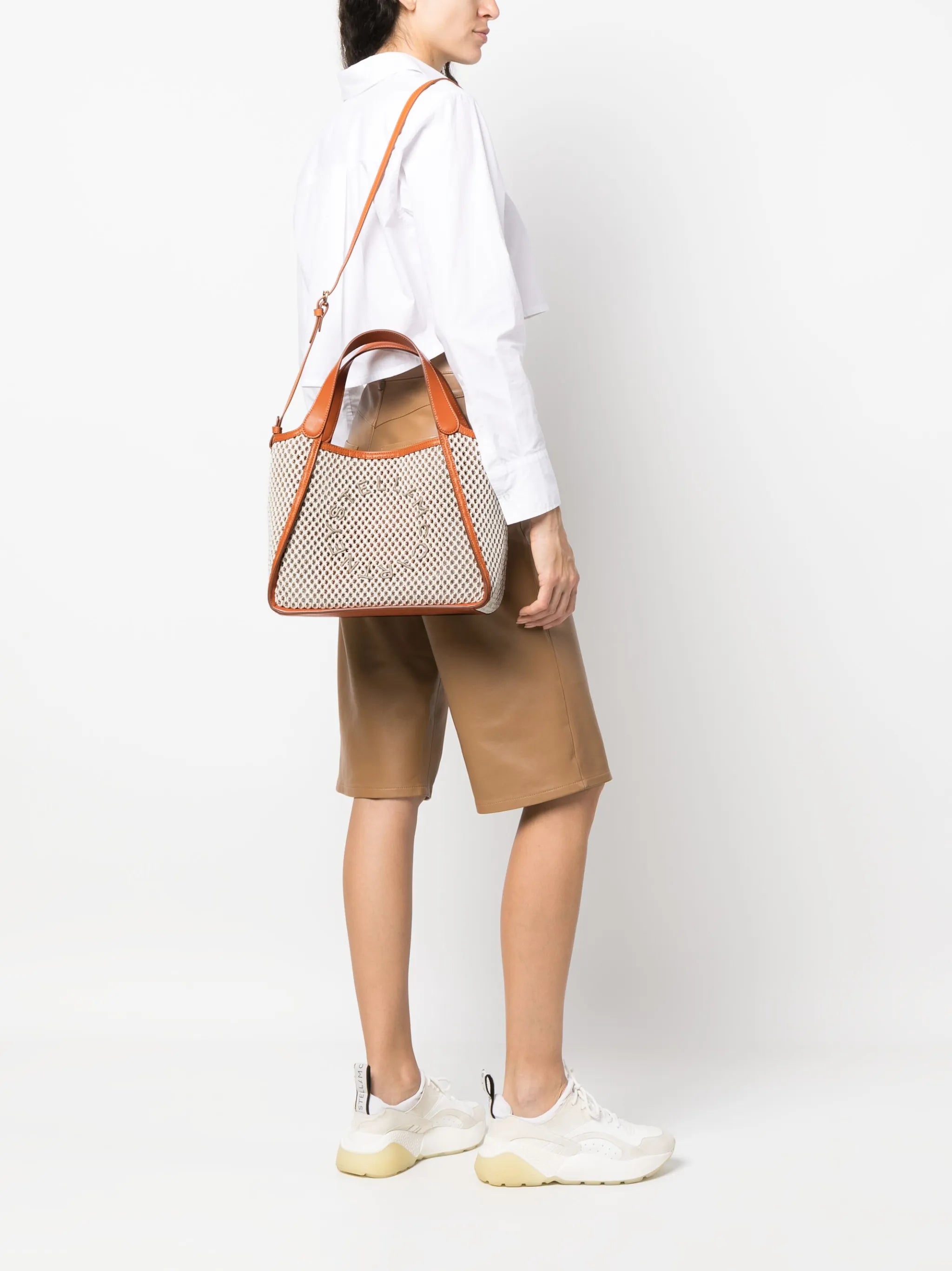 embroidered-logo rope tote bag