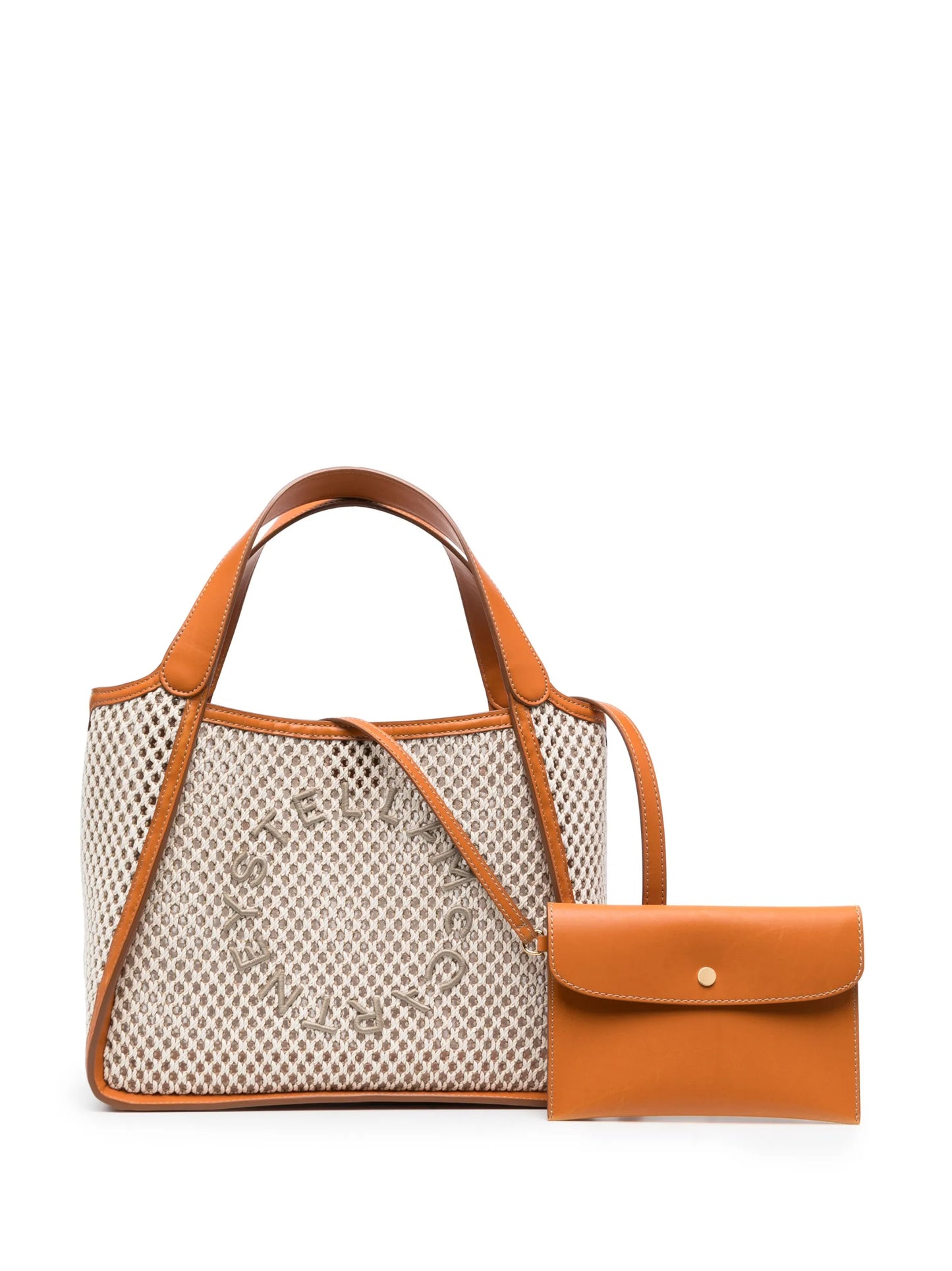 embroidered-logo rope tote bag