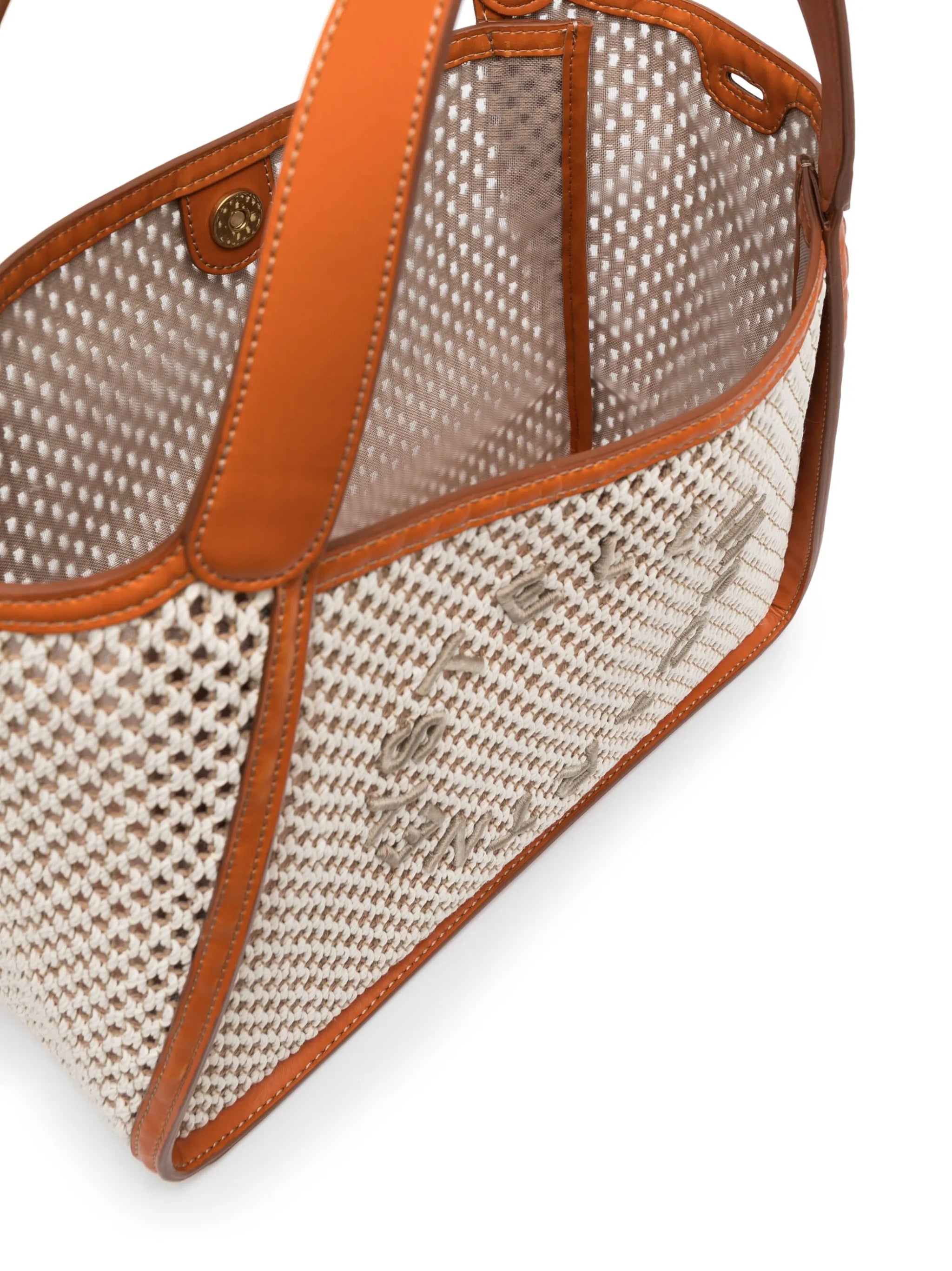 embroidered-logo rope tote bag