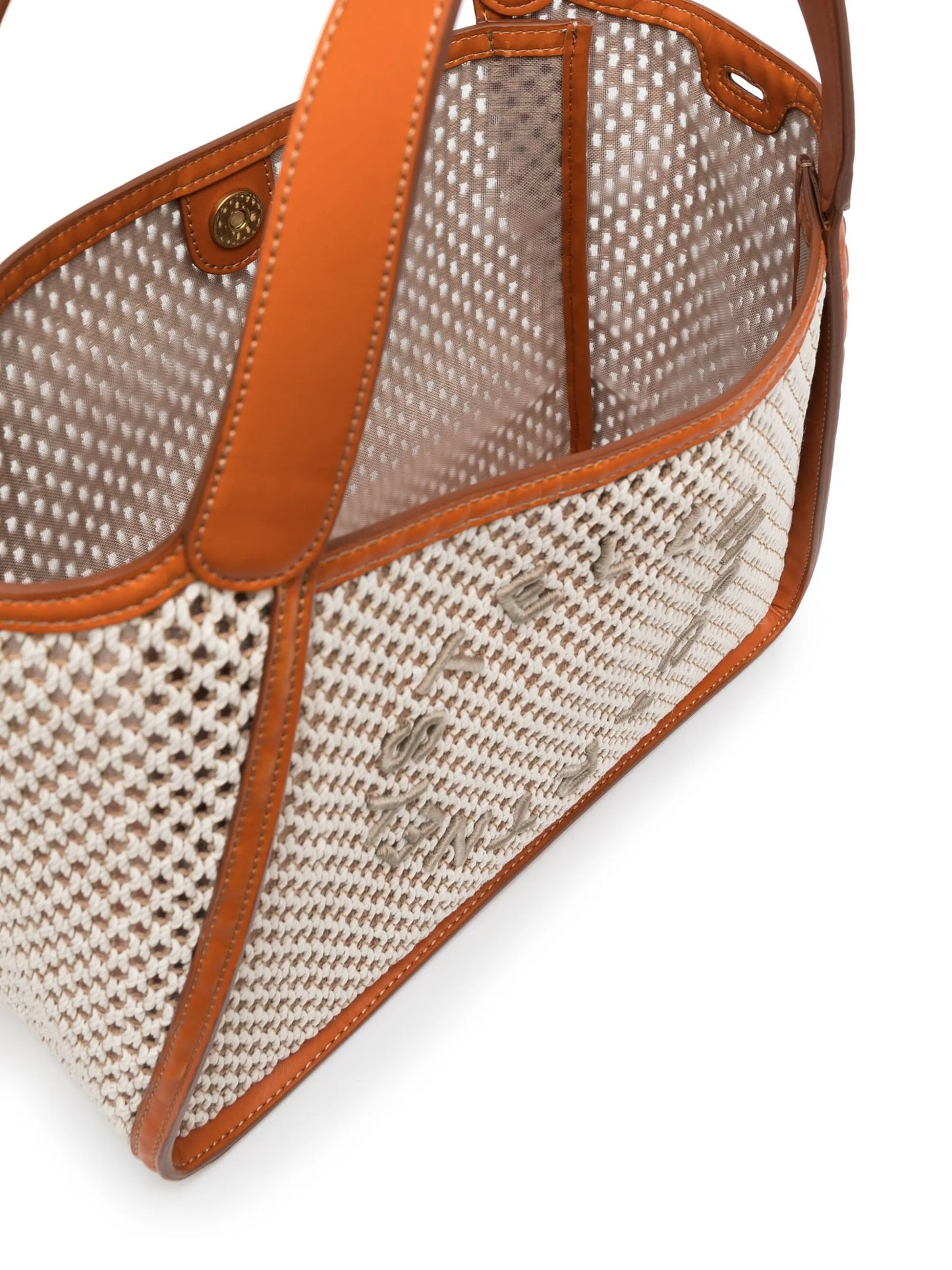 embroidered-logo rope tote bag