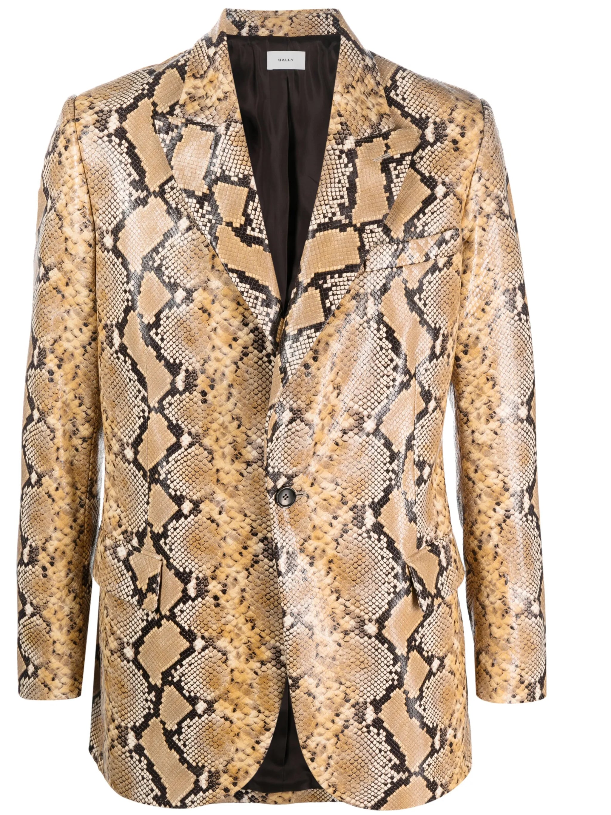 snake-print buttoned blazer