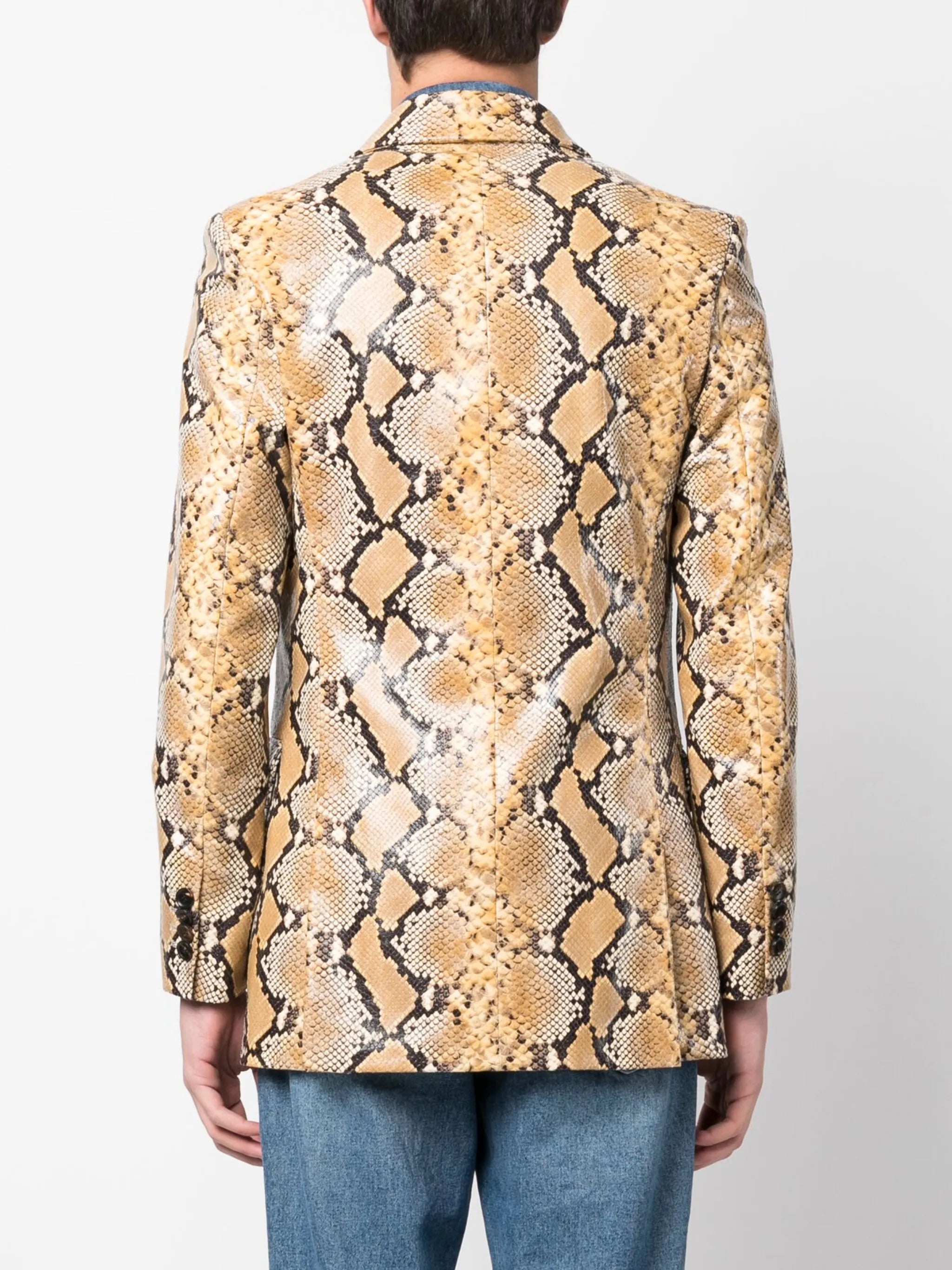 snake-print buttoned blazer