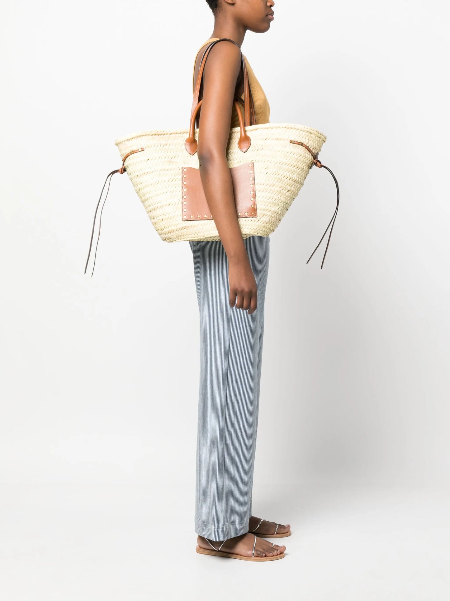 interwoven-design straw beach bag