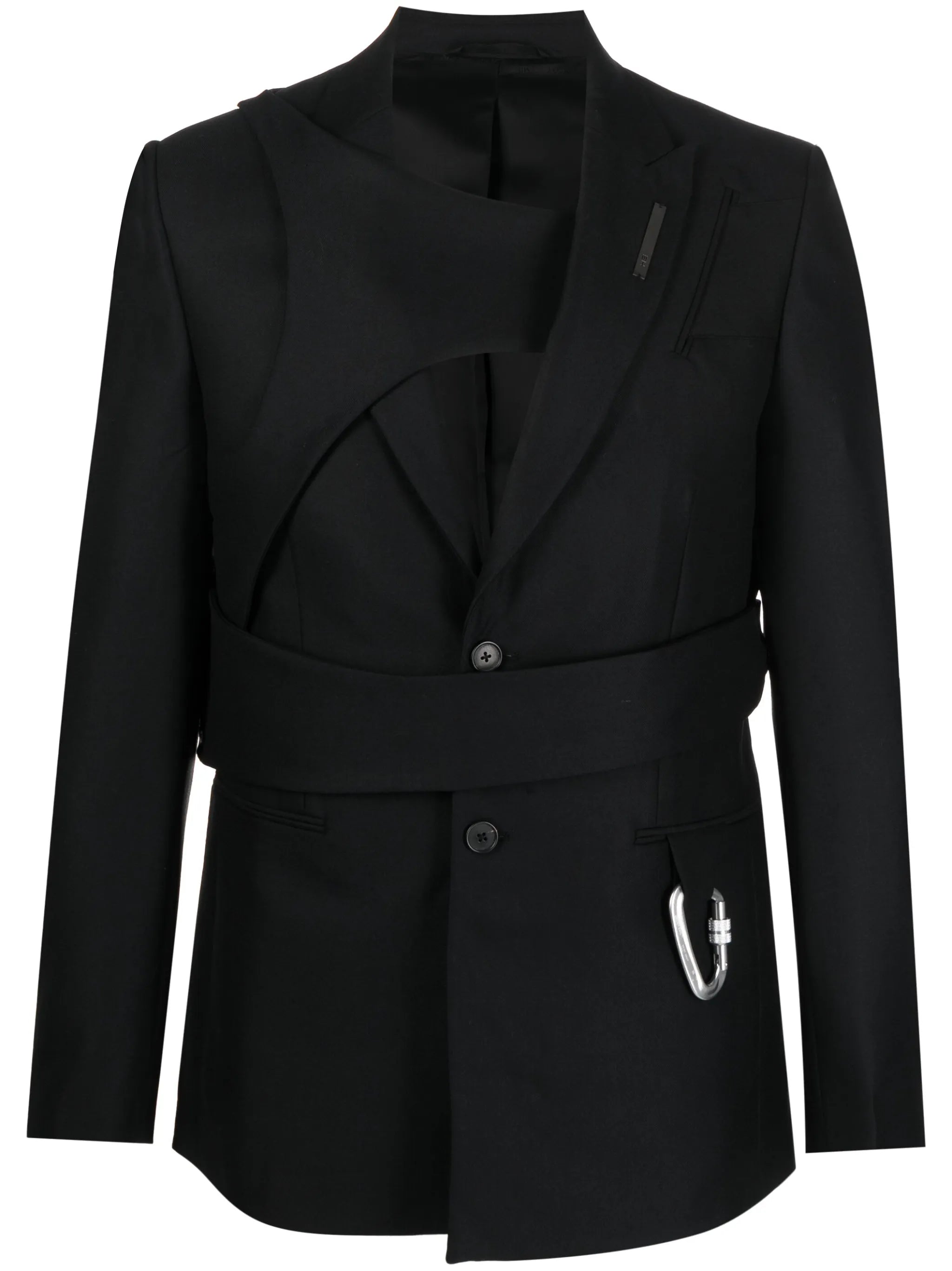 carabiner-detail striped blazer