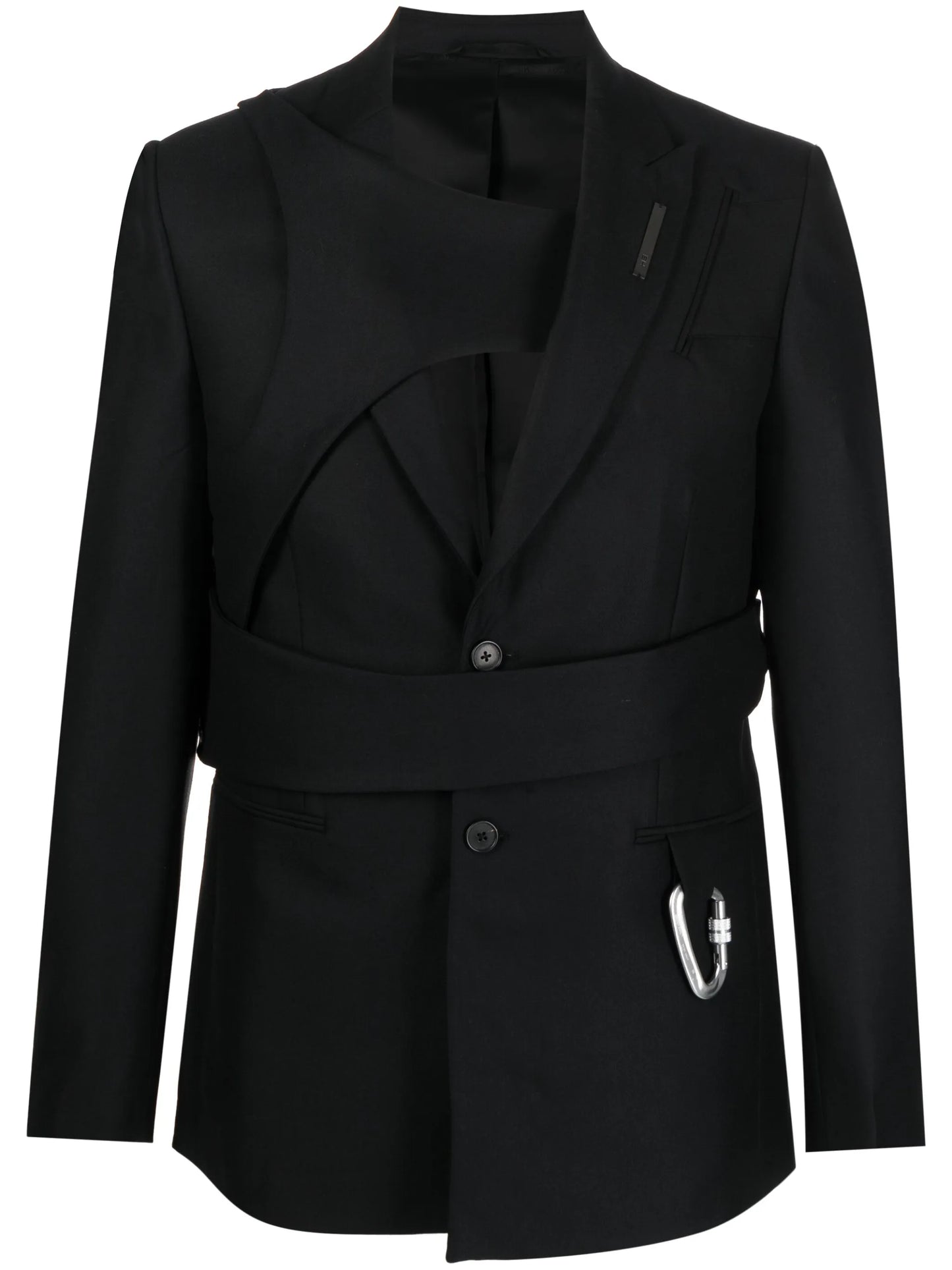 carabiner-detail striped blazer