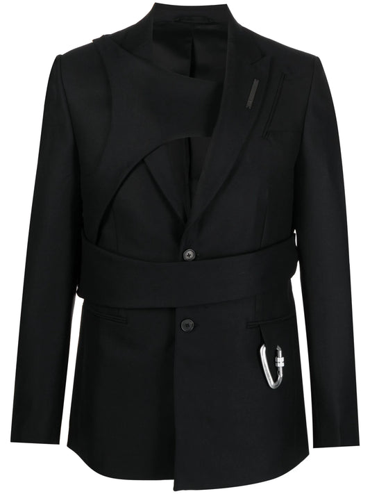 carabiner-detail striped blazer