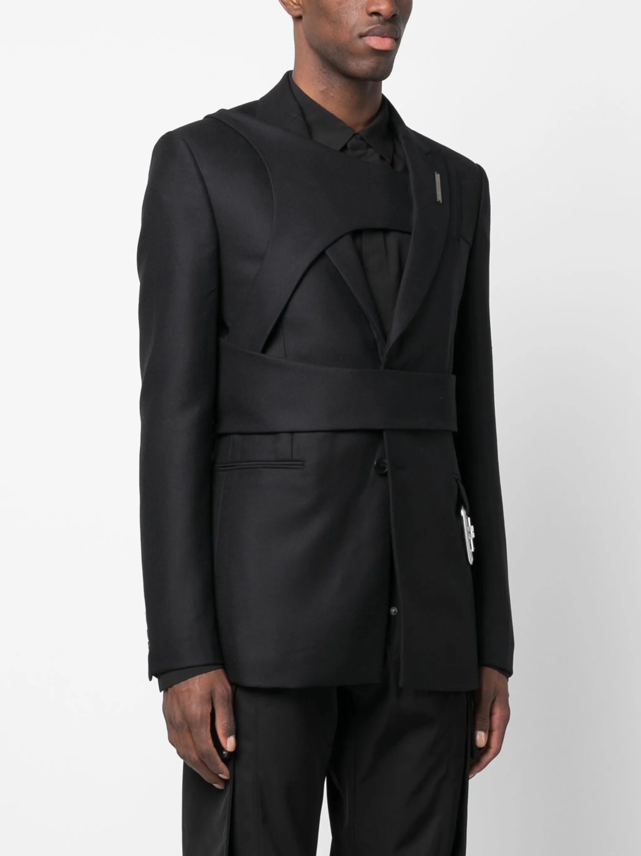 carabiner-detail striped blazer