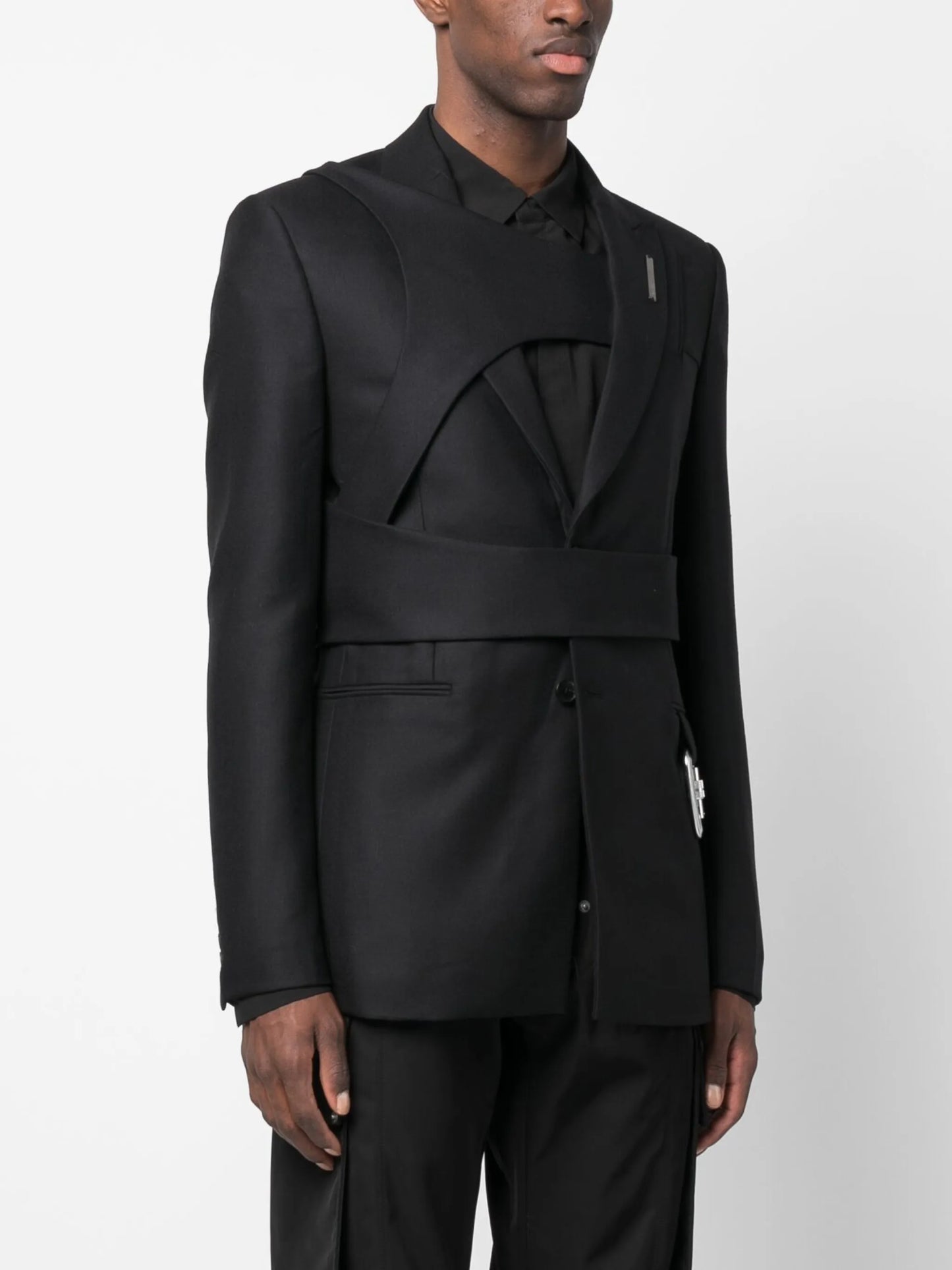 carabiner-detail striped blazer