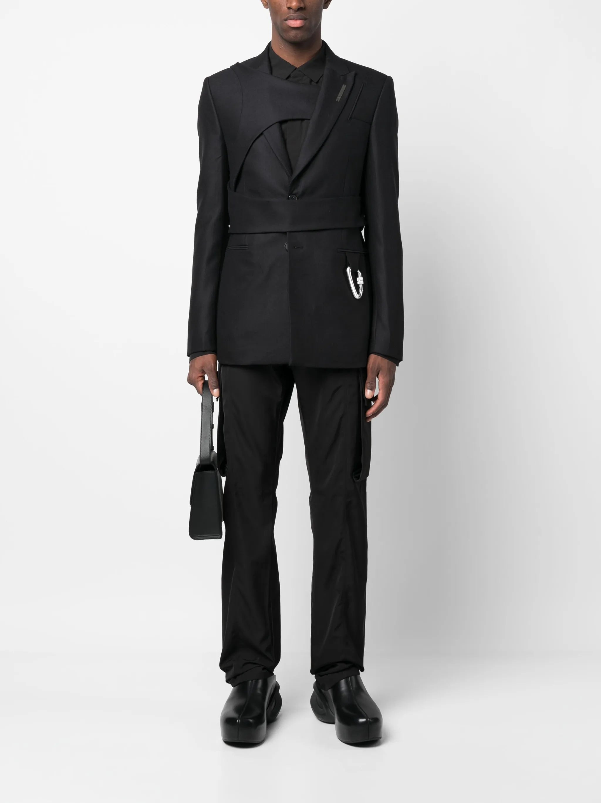 carabiner-detail striped blazer