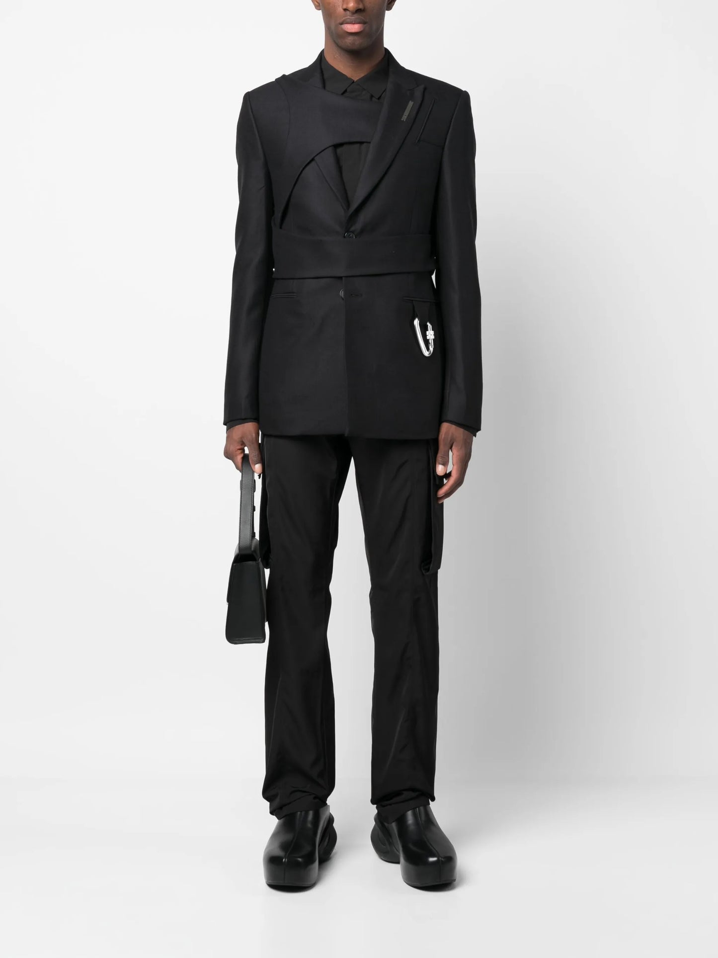 carabiner-detail striped blazer