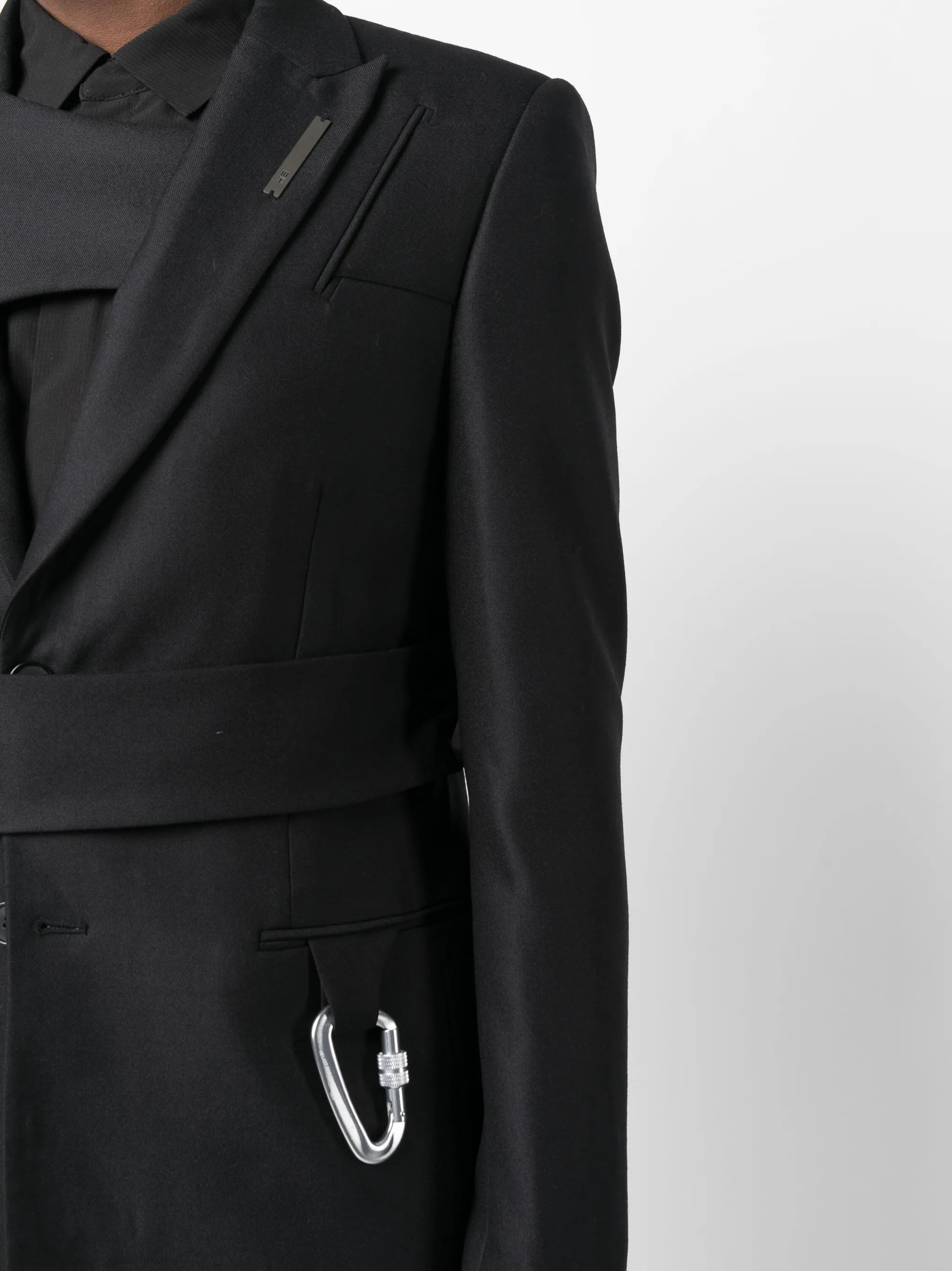 carabiner-detail striped blazer