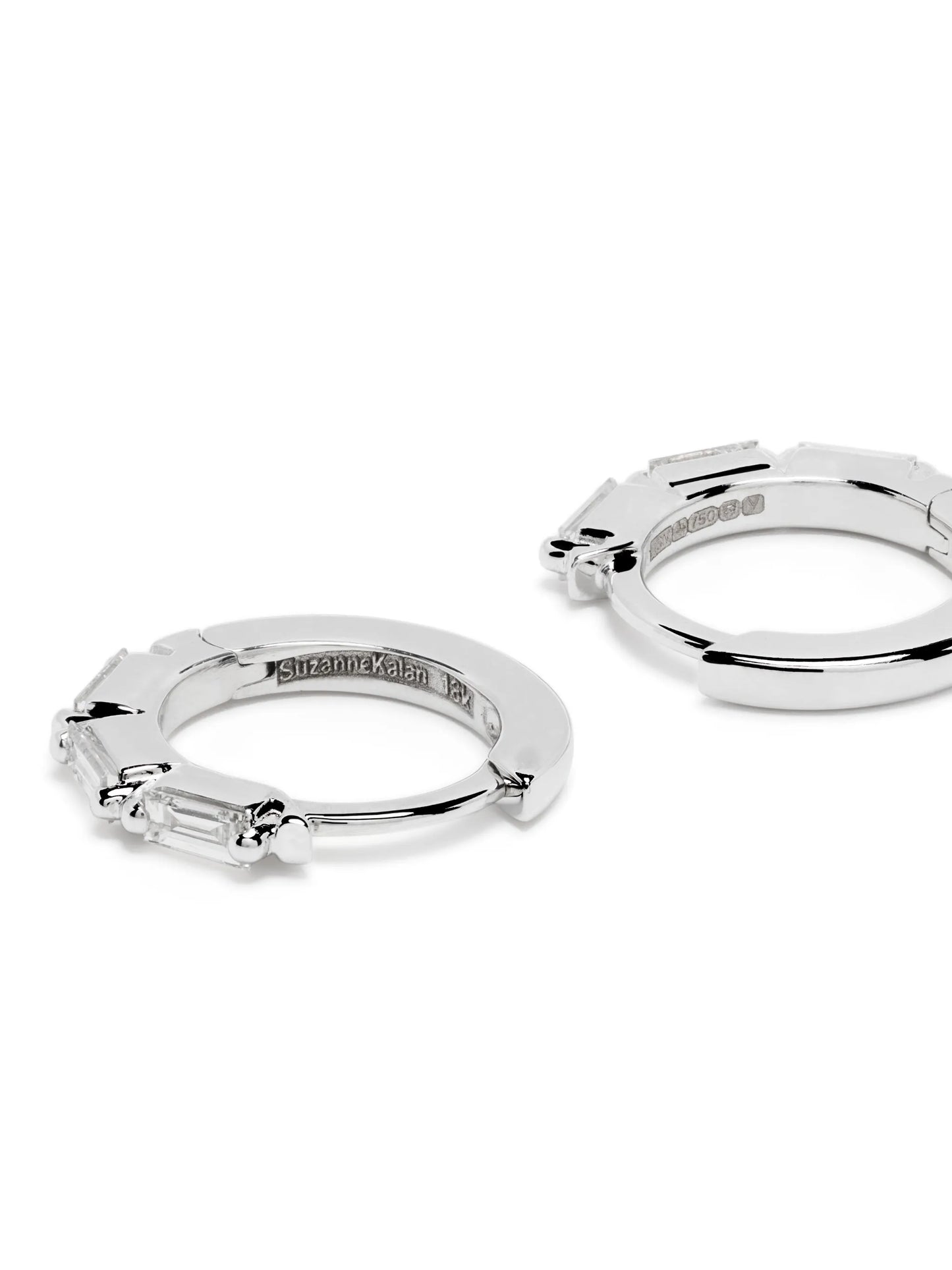 18kt white gold diamond huggie earrings
