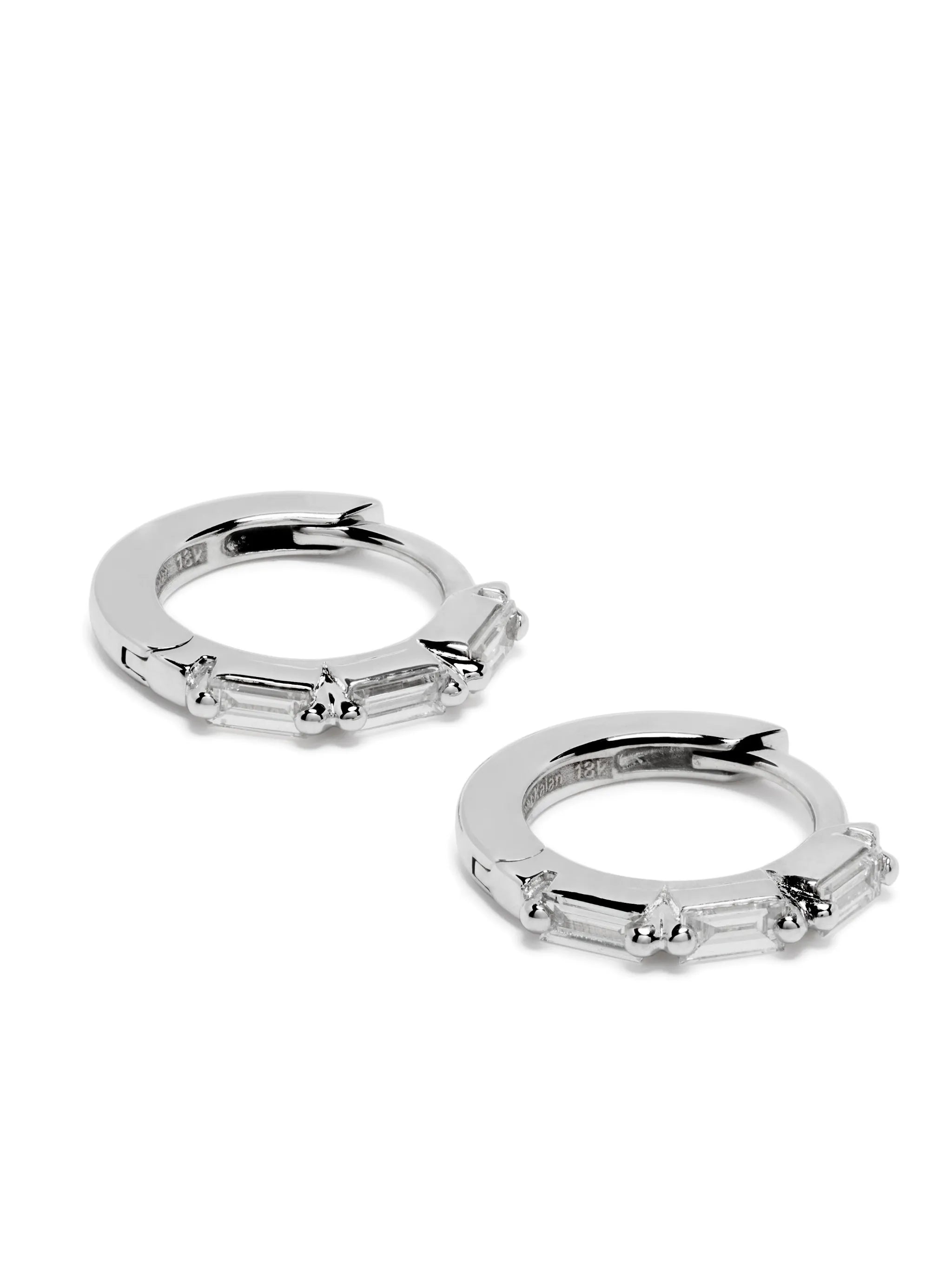 18kt white gold diamond huggie earrings