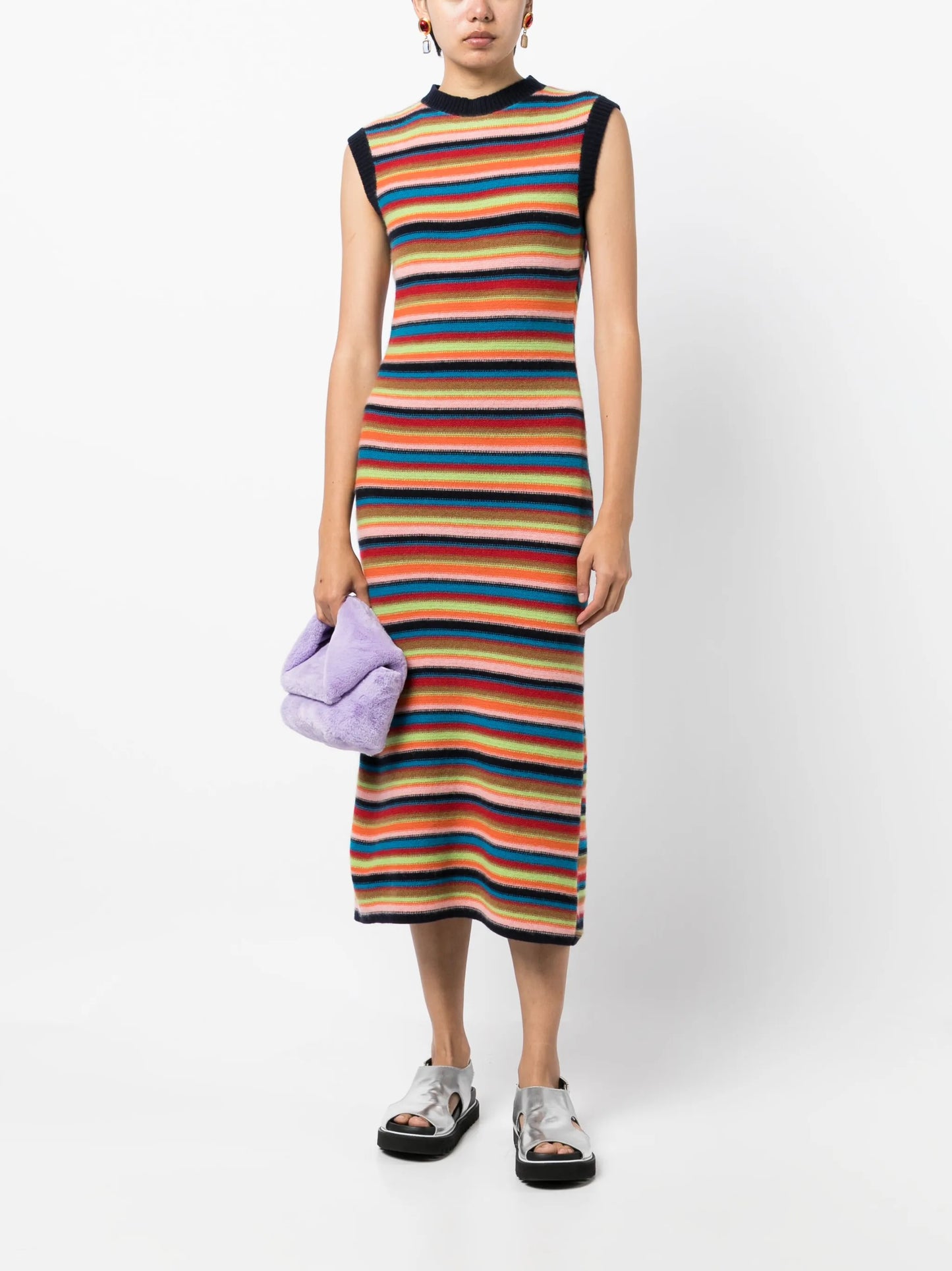 striped cashmere knit dress