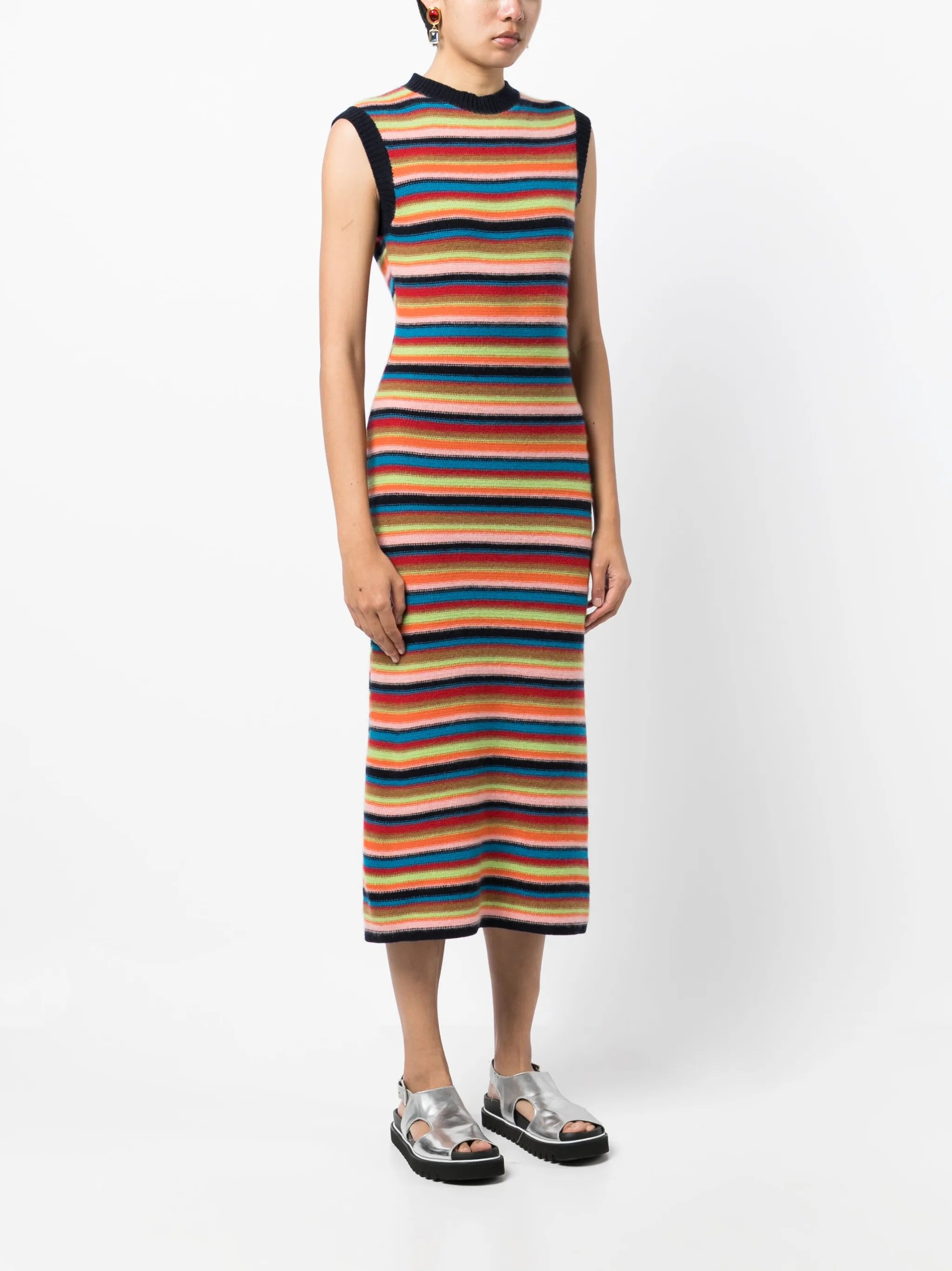 striped cashmere knit dress