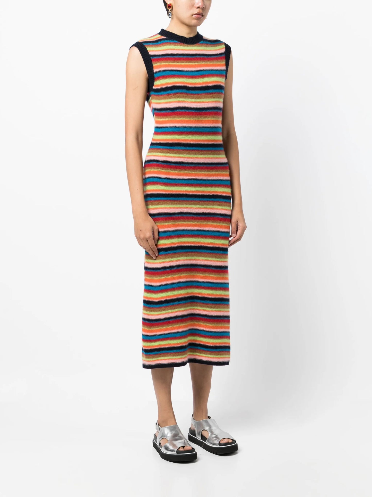 striped cashmere knit dress