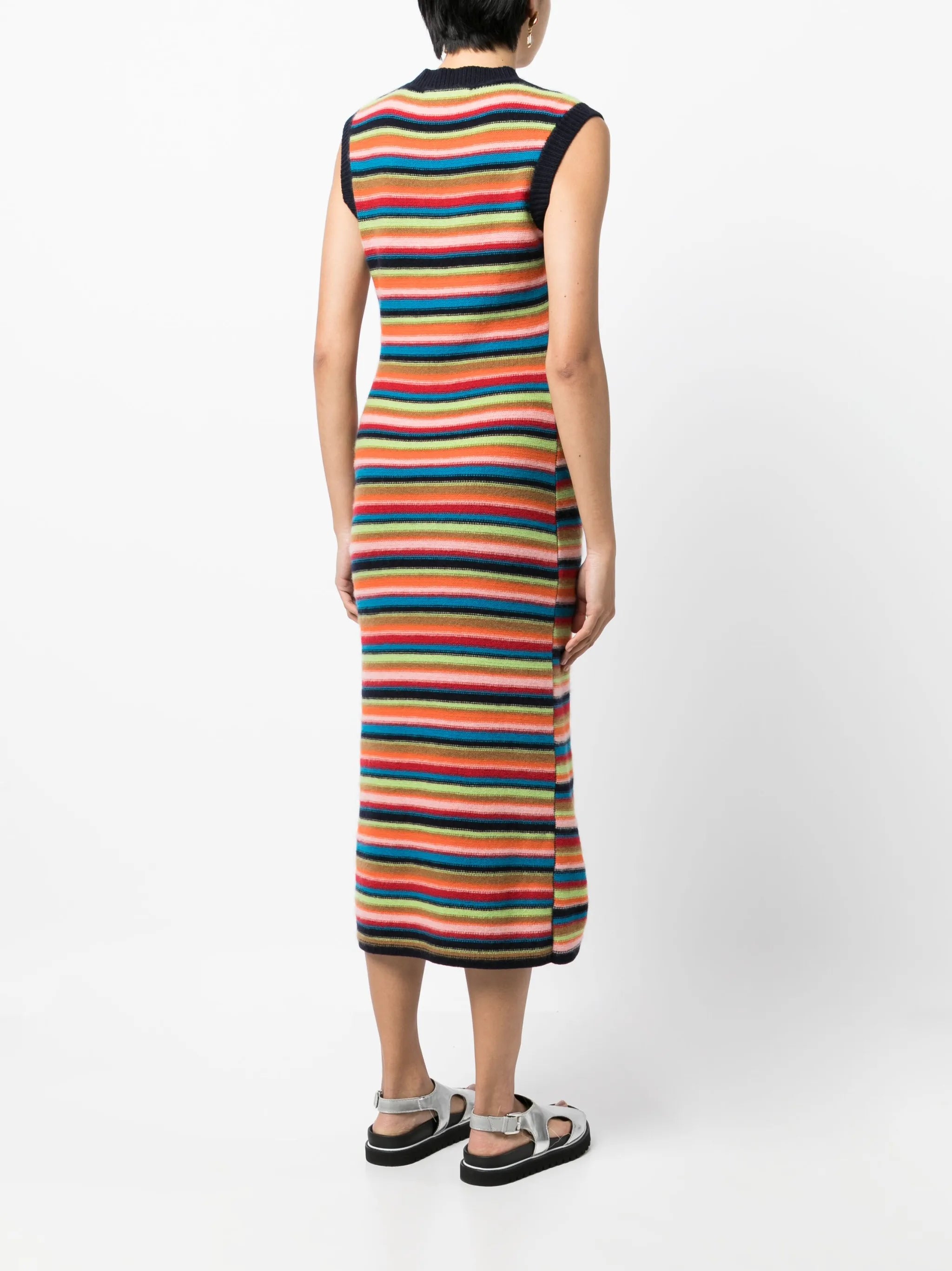 striped cashmere knit dress