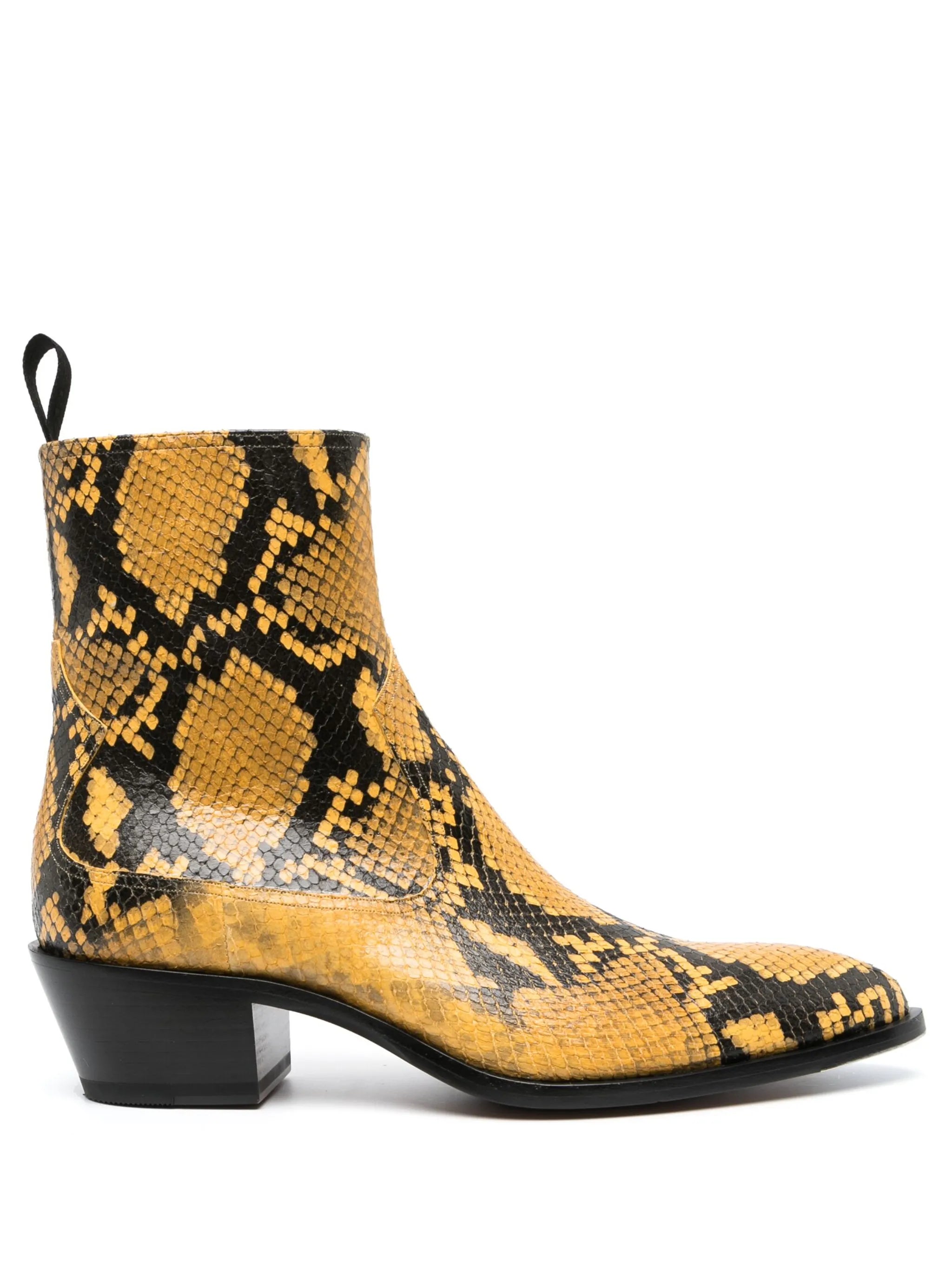 snakeskin-print leather boots