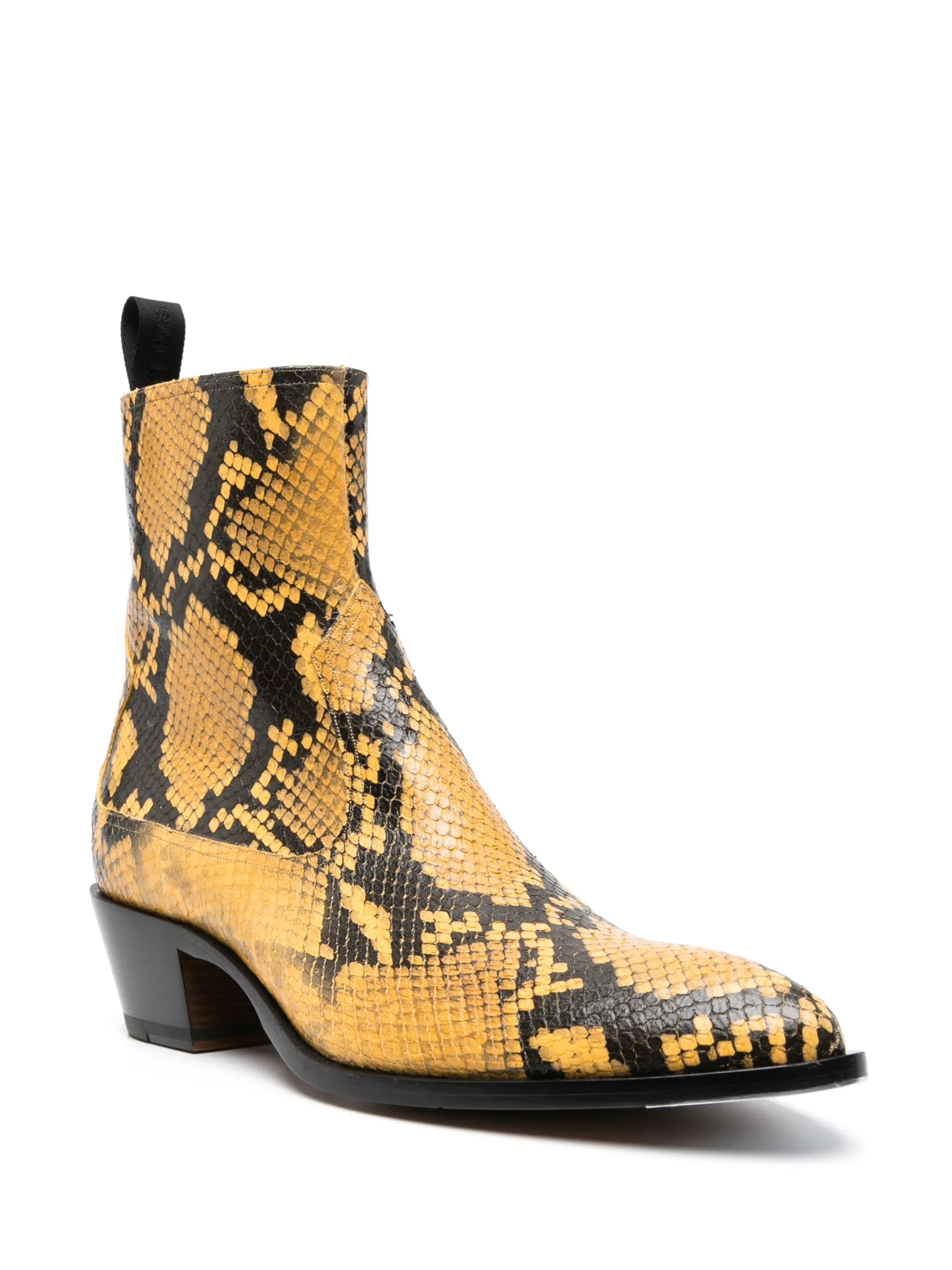 snakeskin-print leather boots