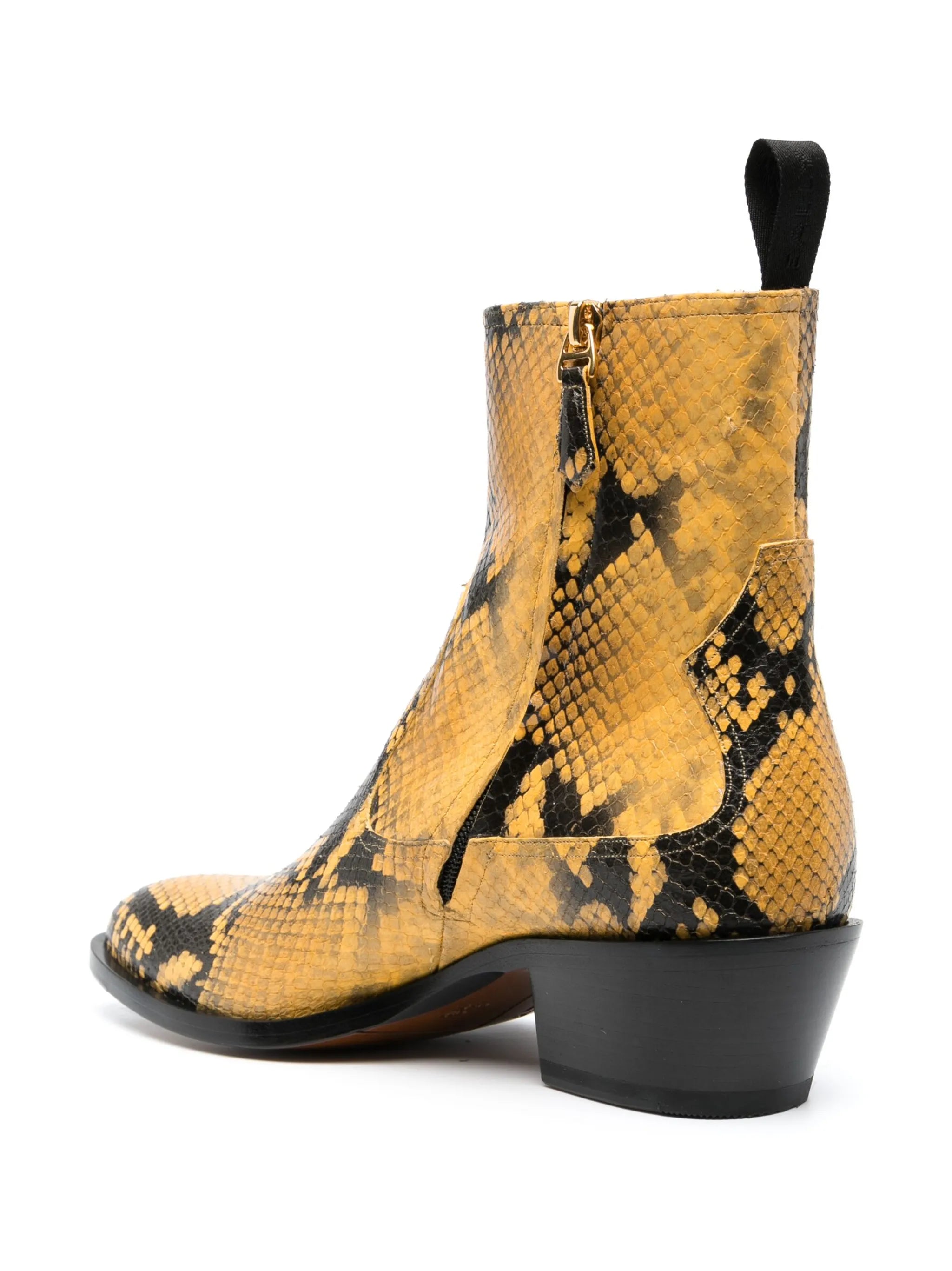 snakeskin-print leather boots