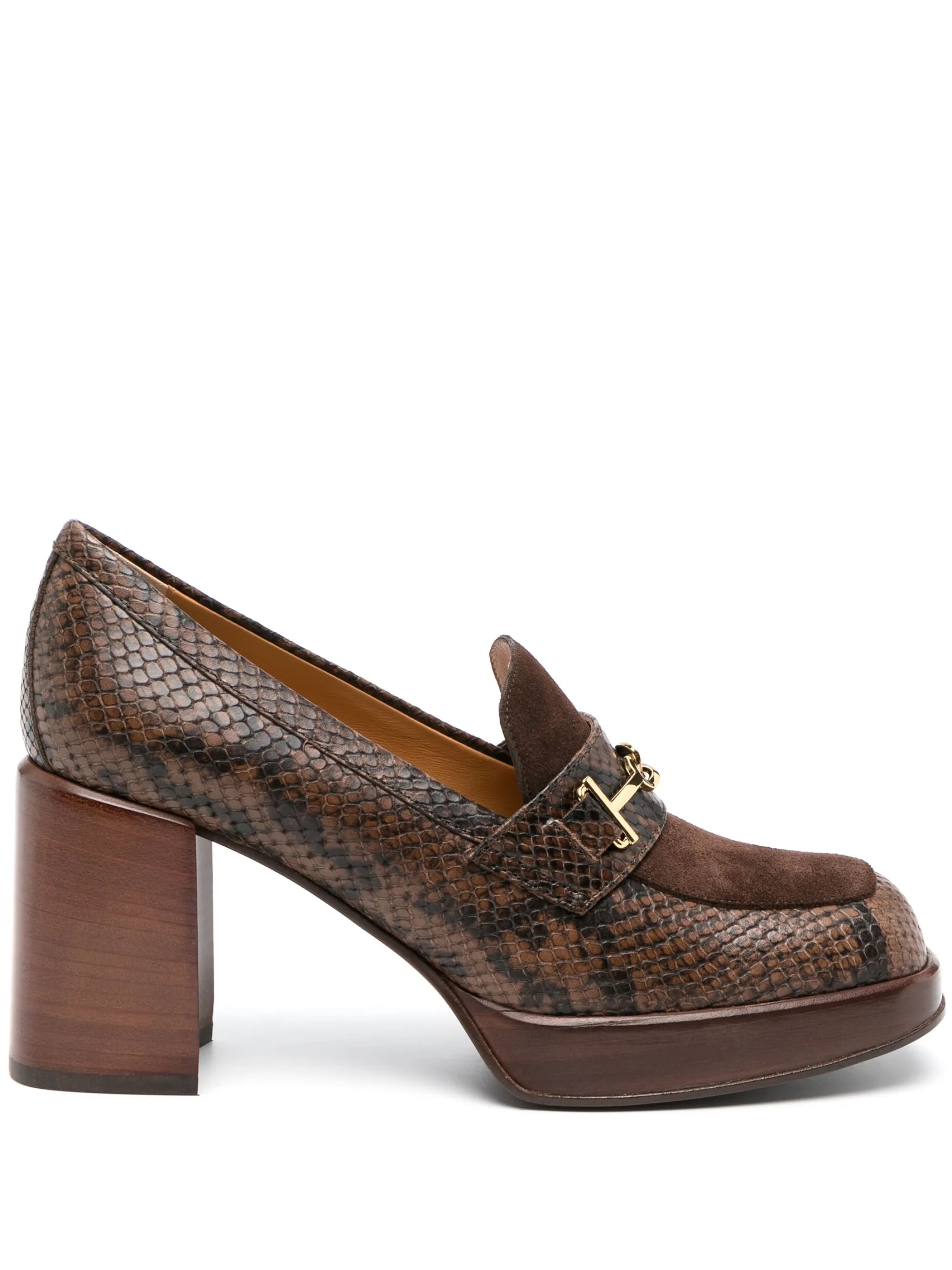 80mm crocodile-effect leather pumps
