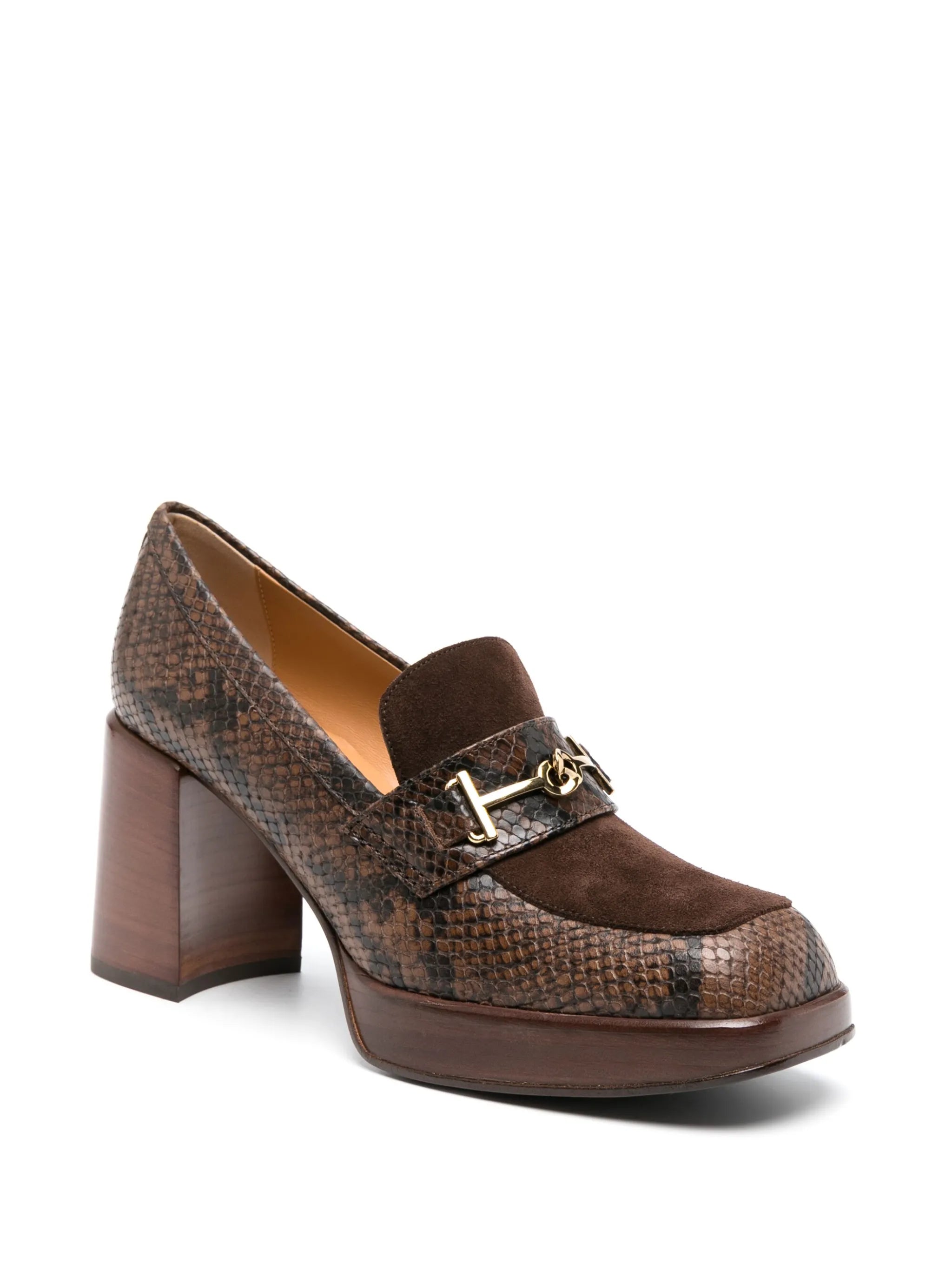 80mm crocodile-effect leather pumps